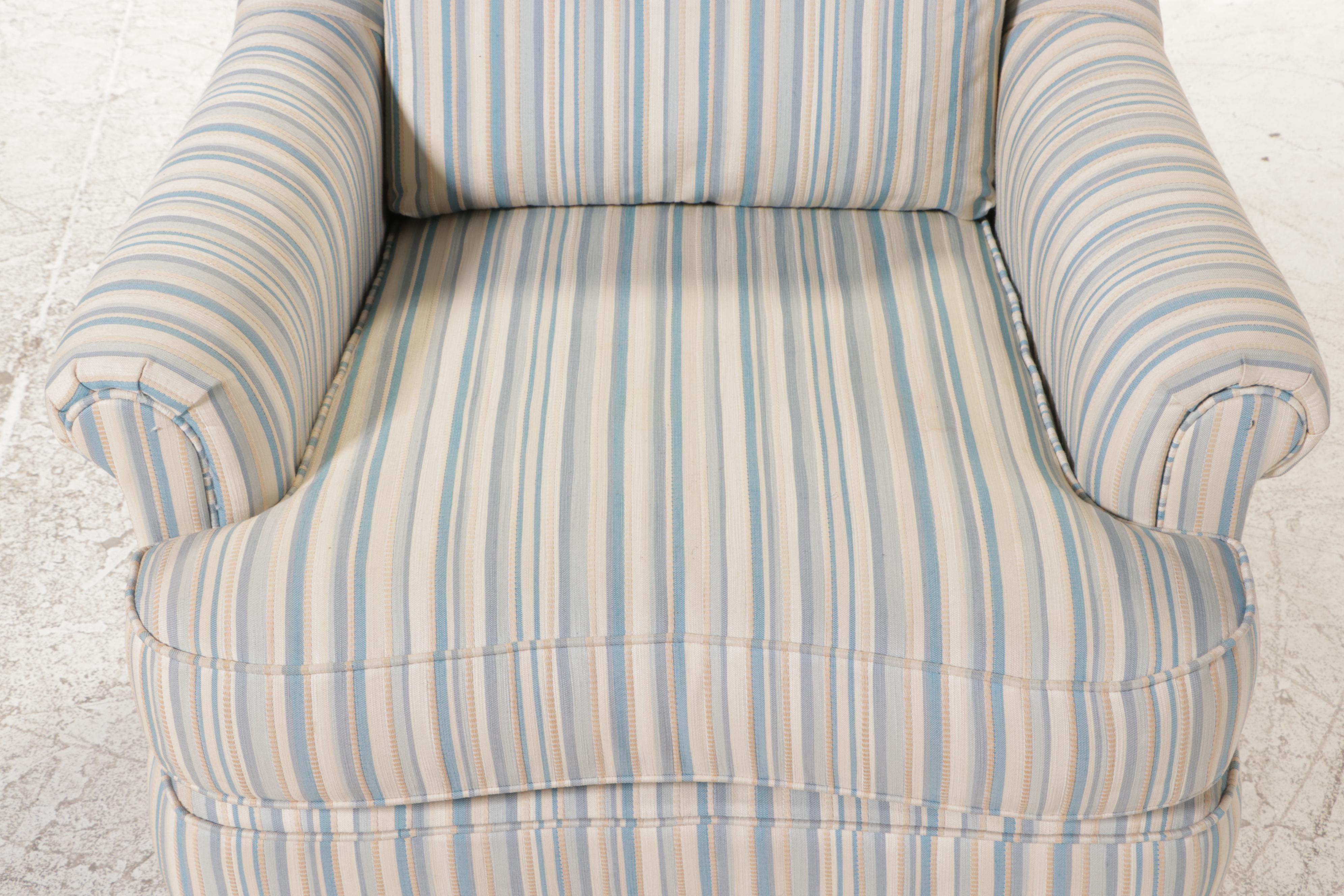 Pair of Highland House Custom-Upholstered Roll-Arm Armchairs