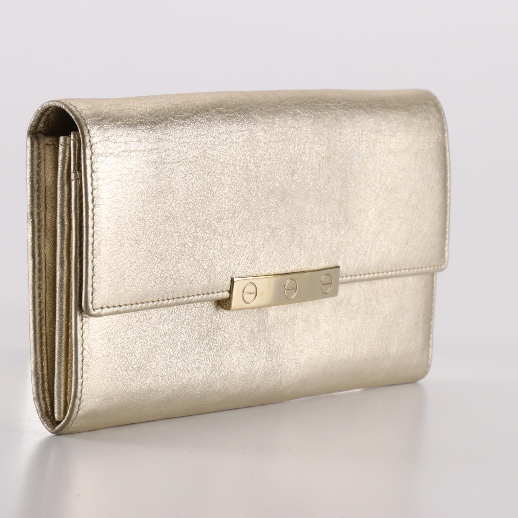 Cartier Love Continental Wallet in Metallic Gold Leather