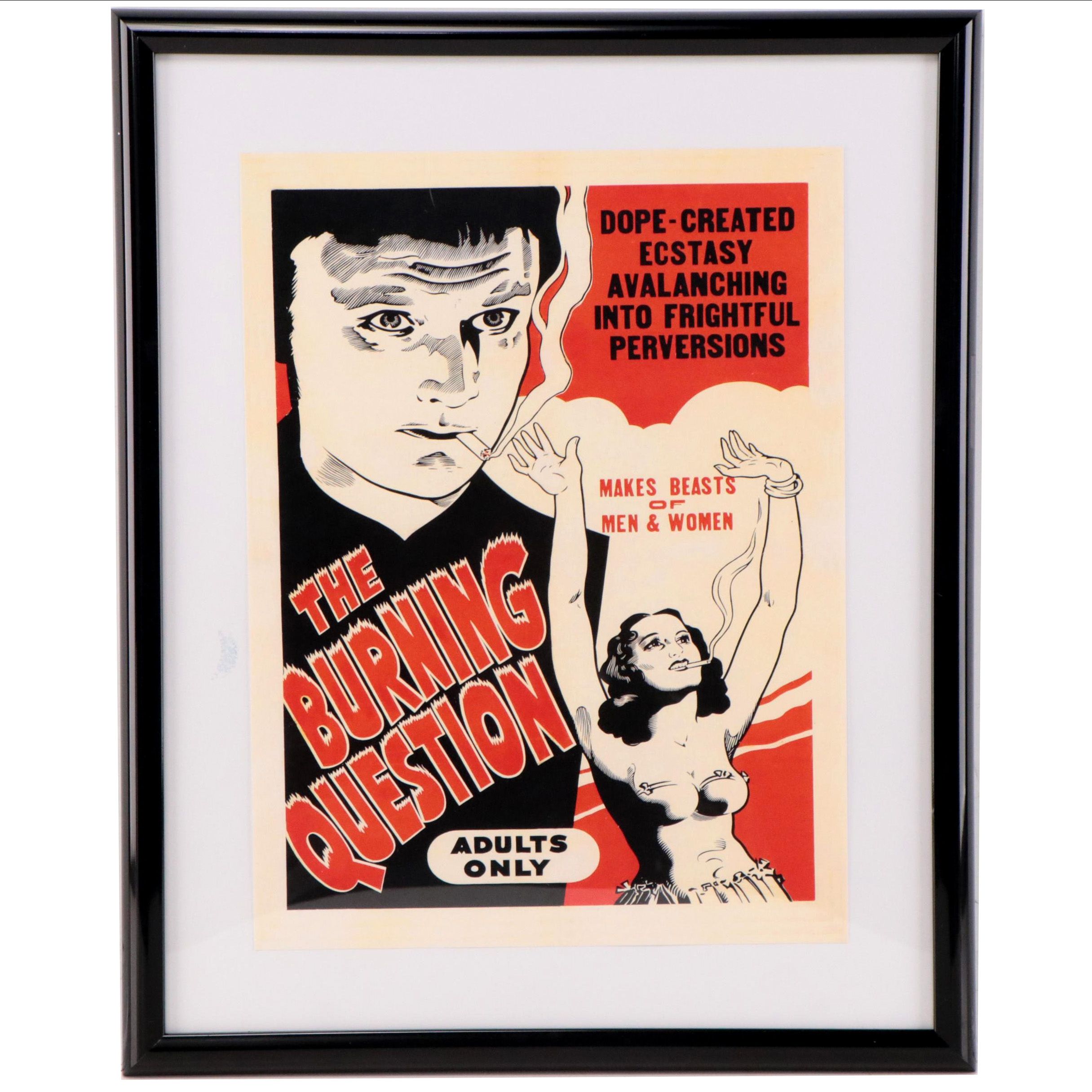 Offset Lithograph of Cannabis Propaganda Poster "The Burning Question"