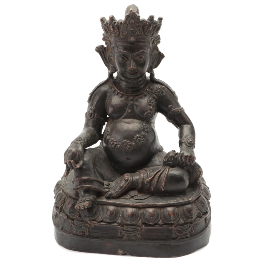 Tibetan Buddhist Cast Bronze Sculpture of Jambhala