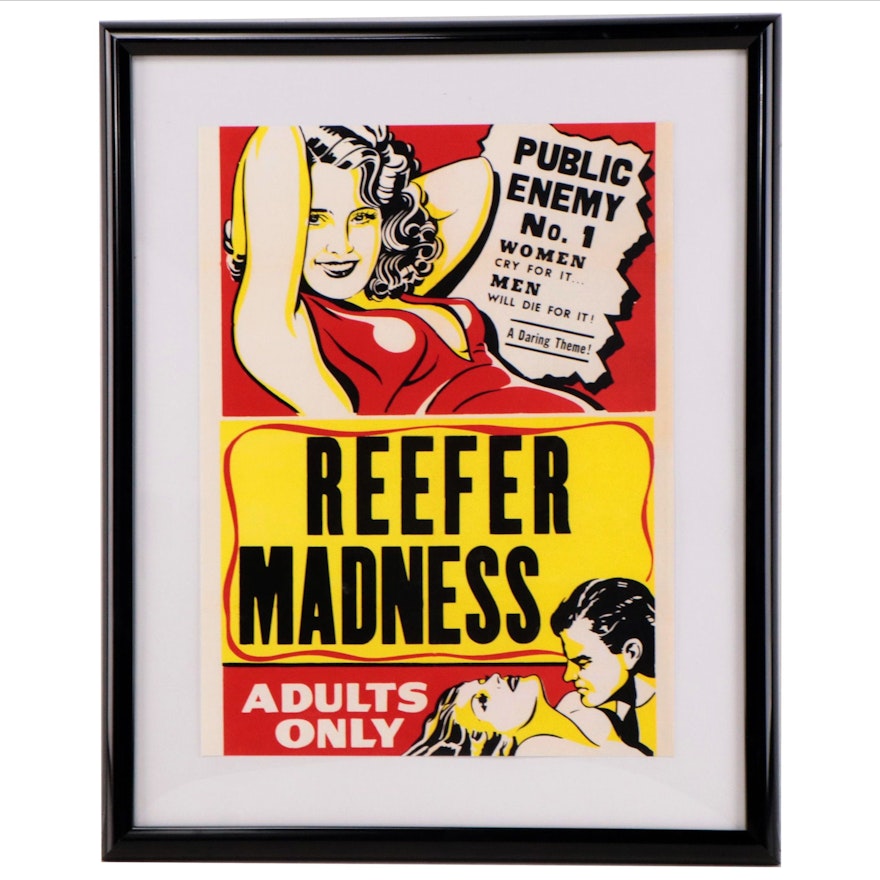 Offset Lithograph of Cannabis Propaganda Poster "Reefer Madness"