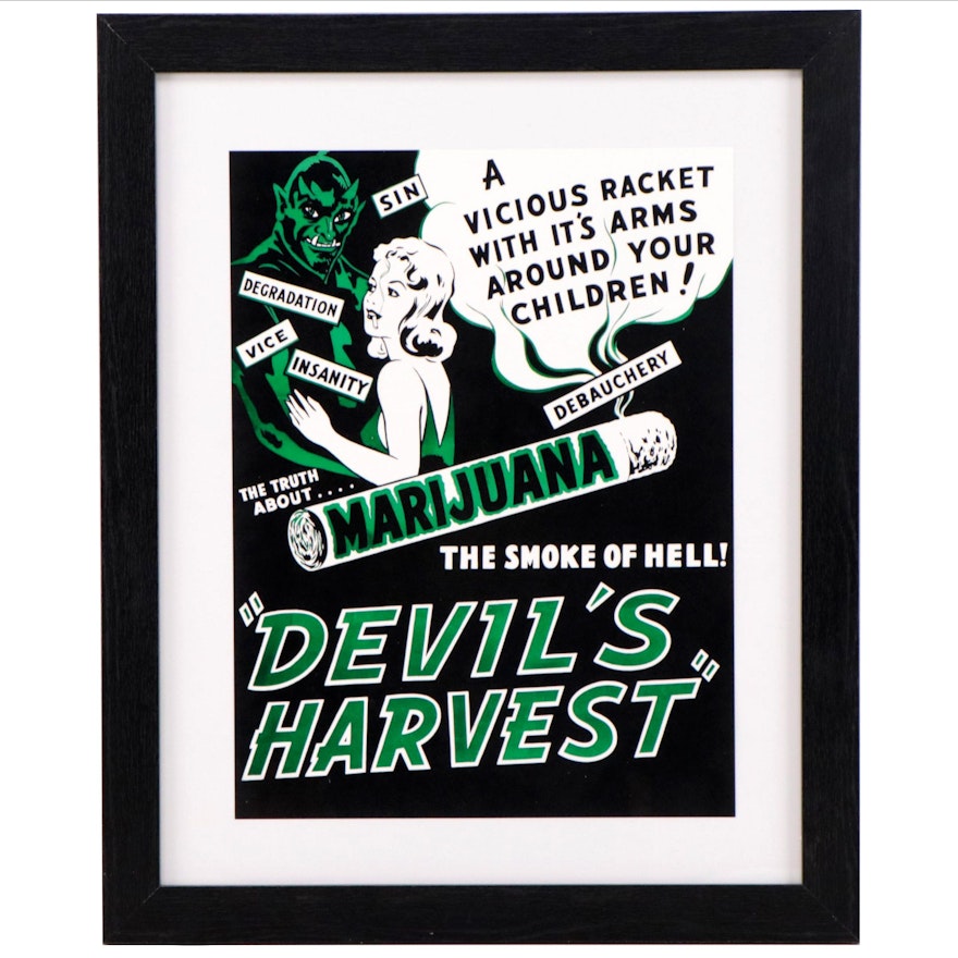 Offset Lithograph of Cannabis Propaganda Poster "Devil's Harvest," 21st Century