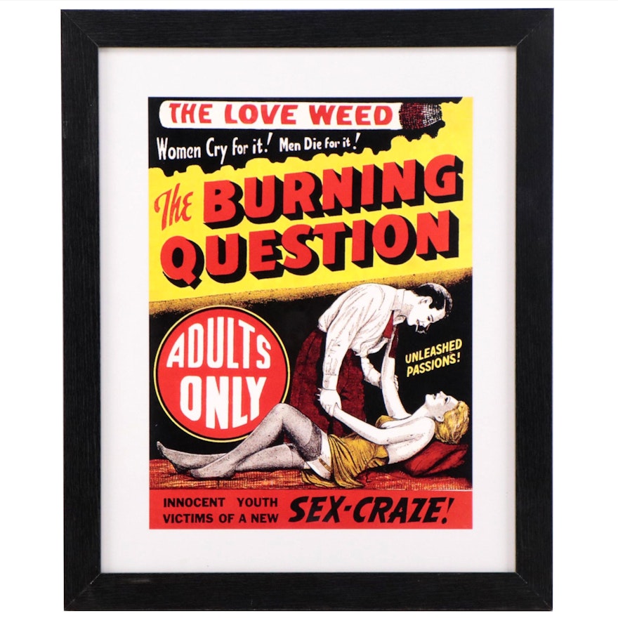 Offset Lithograph of Cannabis Propaganda Poster "The Burning Question"