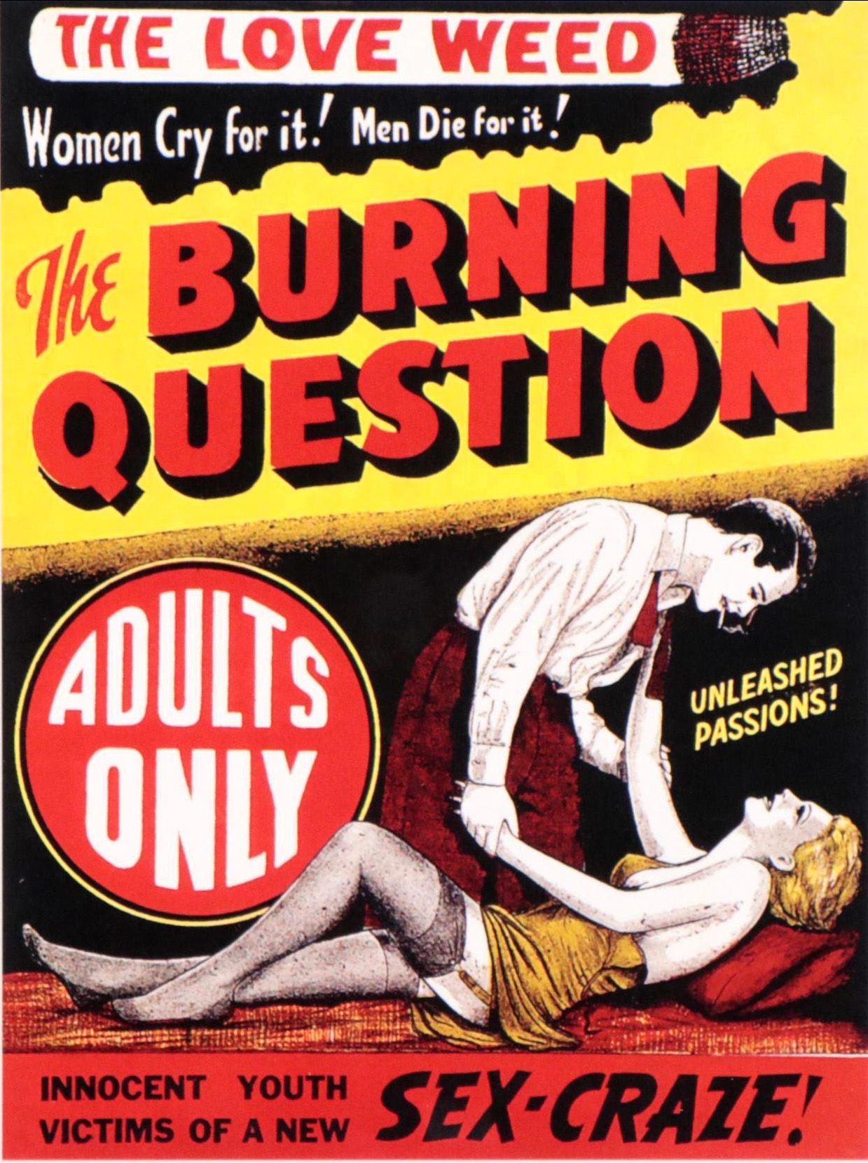 Offset Lithograph of Cannabis Propaganda Poster "The Burning Question"