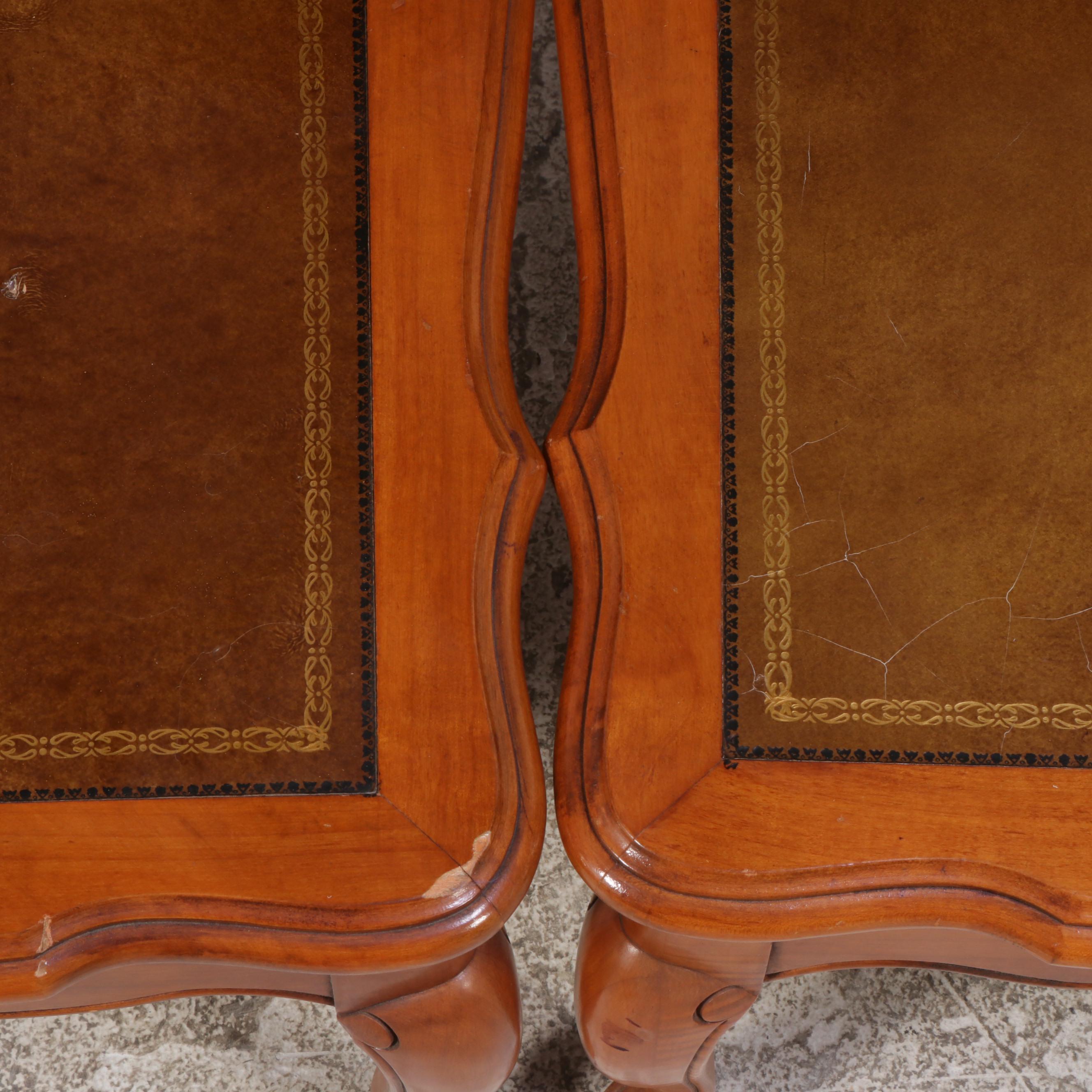 Pair of French Provinical Style Maple and Cherrywood Stepback Side Tables