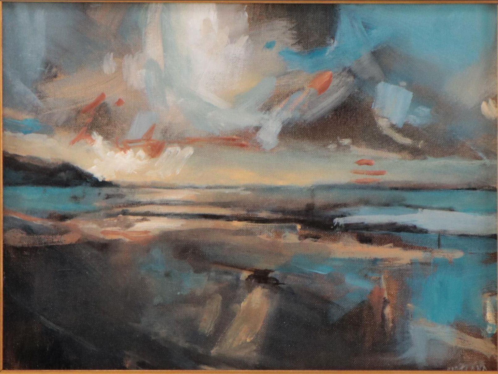 Oil Painting of Coastal Landscape, 21st Century