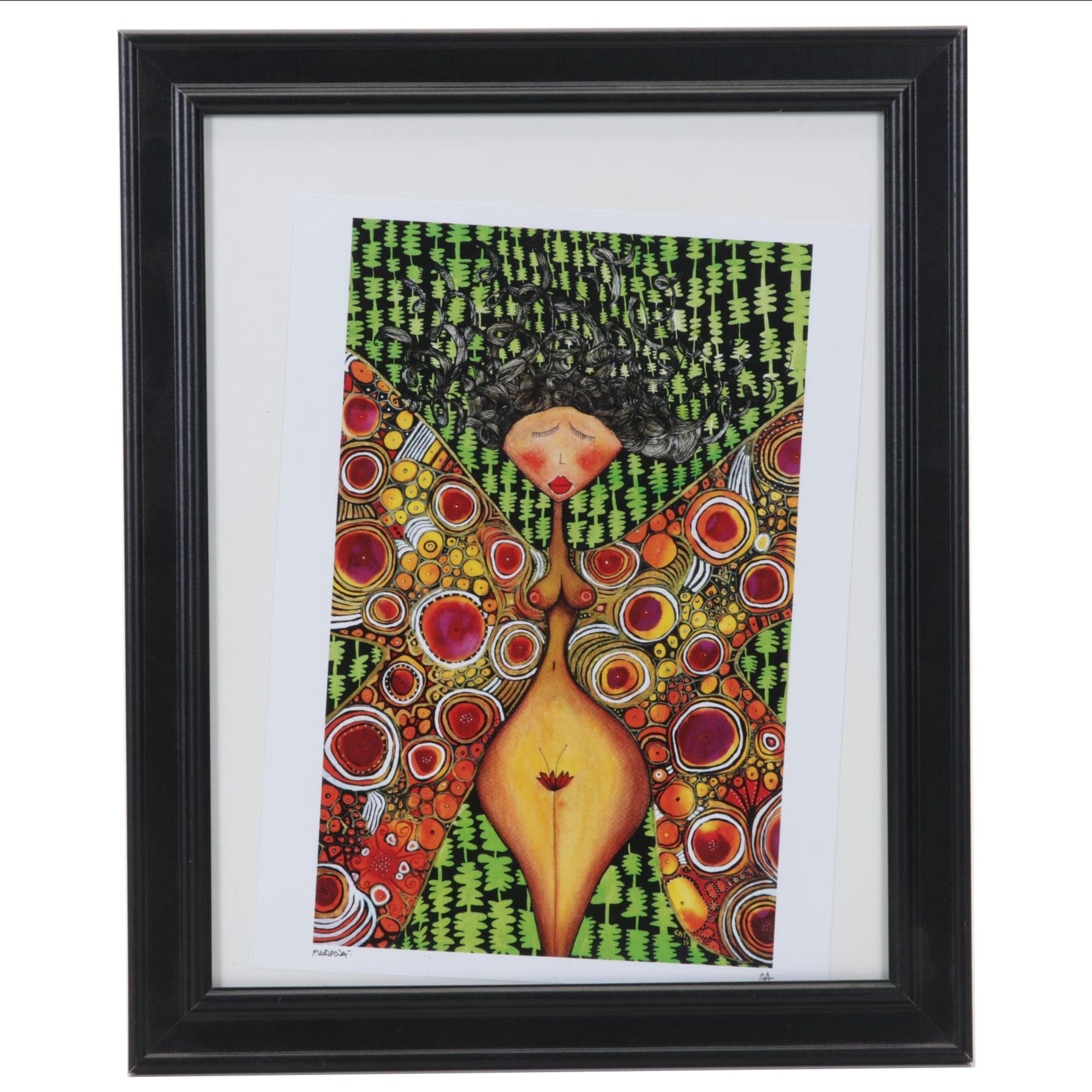 Folk Art Offset Lithograph "Mariposa," 21st Century