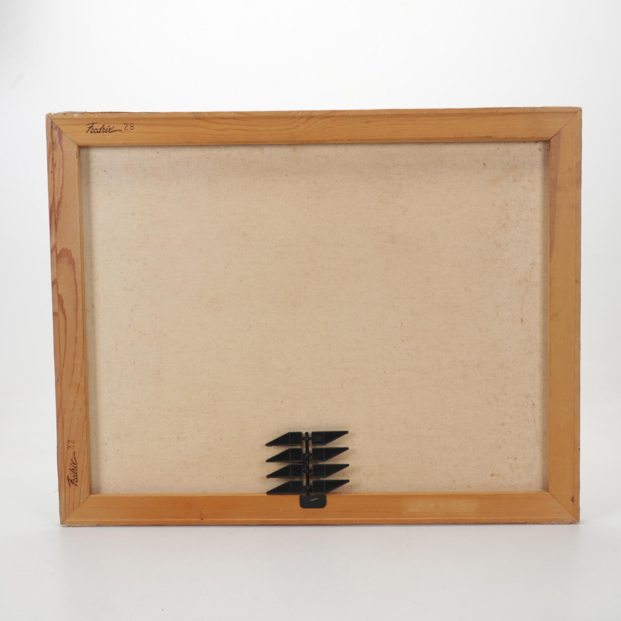 G. Morgan Mountain Valley Landscape Oil Painting of Lakeside Cabin, 1987