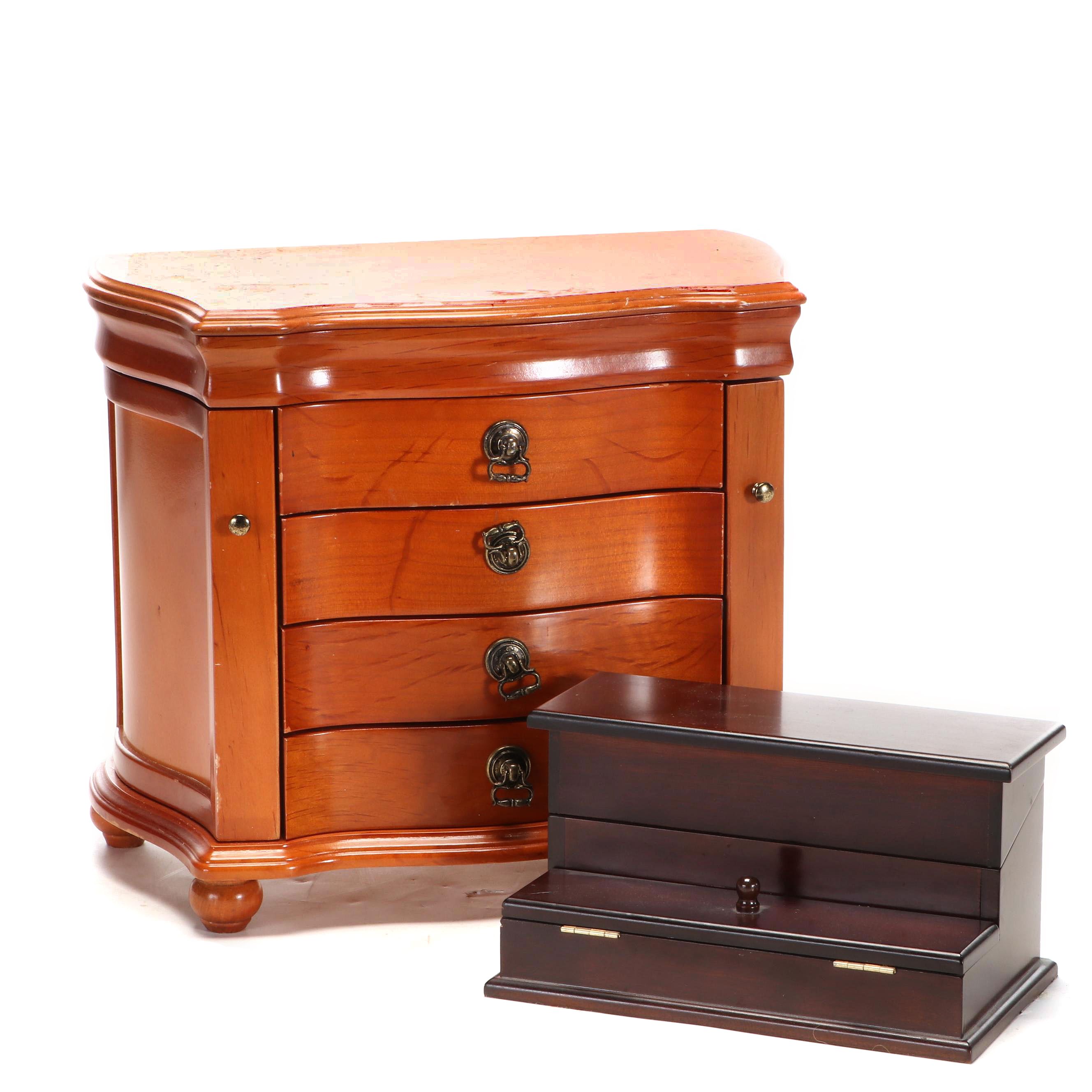 Bombay Company Mahogany Jewelry Box With Other Wood Jewelry Box