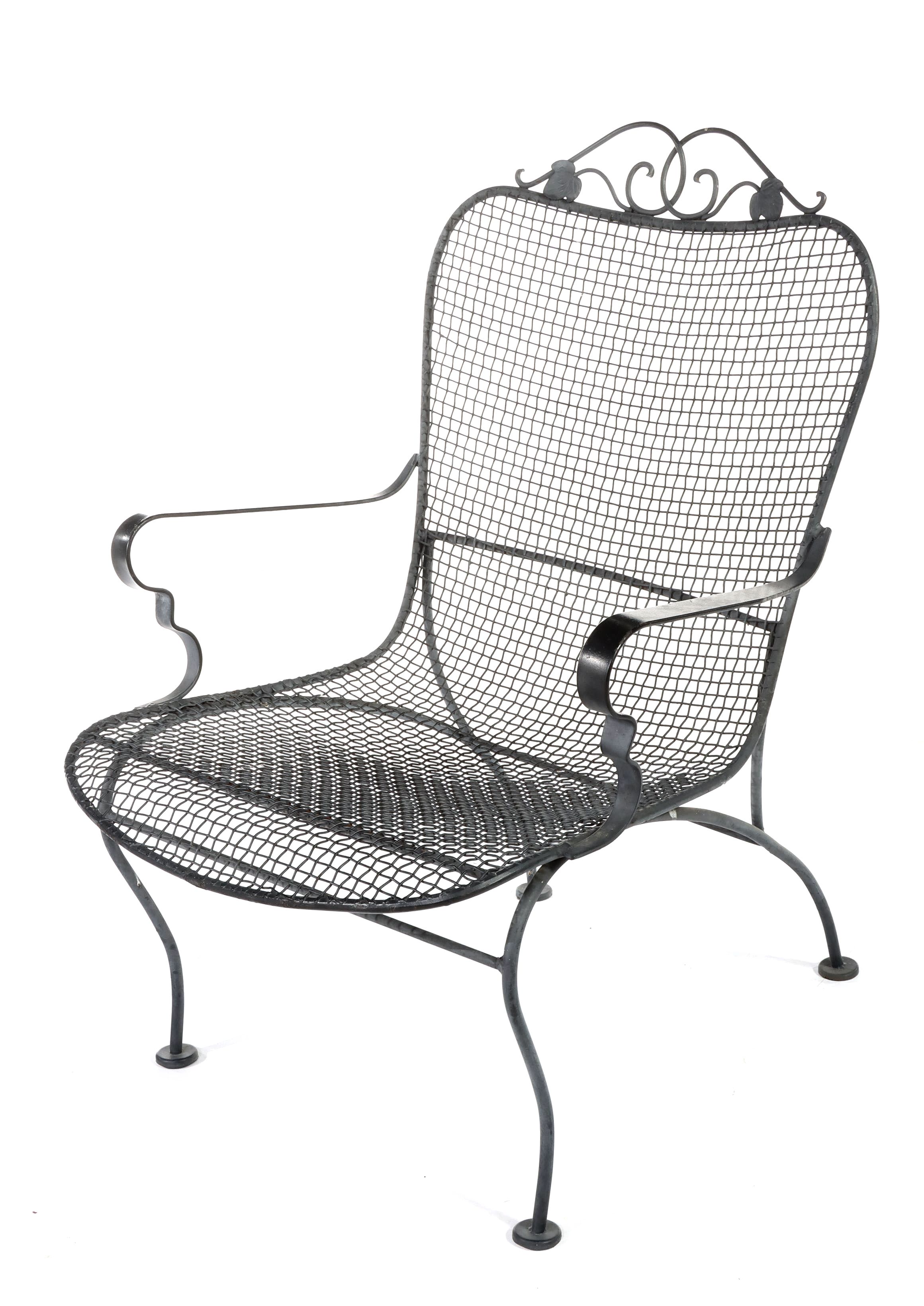 Two Iron and Wire Mesh Patio Armchairs, Incl. Rocker, Mid to Late 20th Century