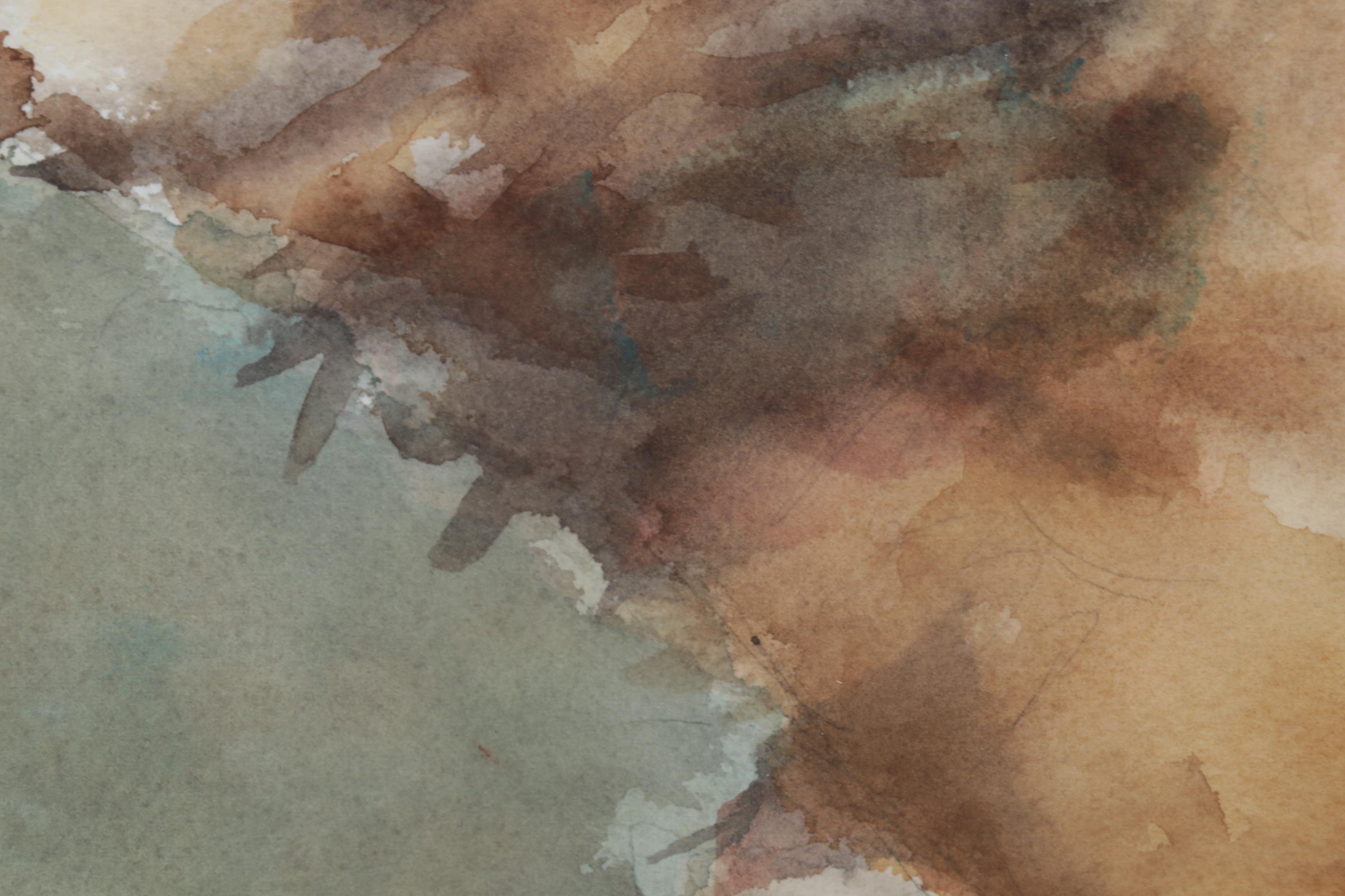 Jean Hall Tonk Cat Portrait Watercolor Painting, Late 20th Century