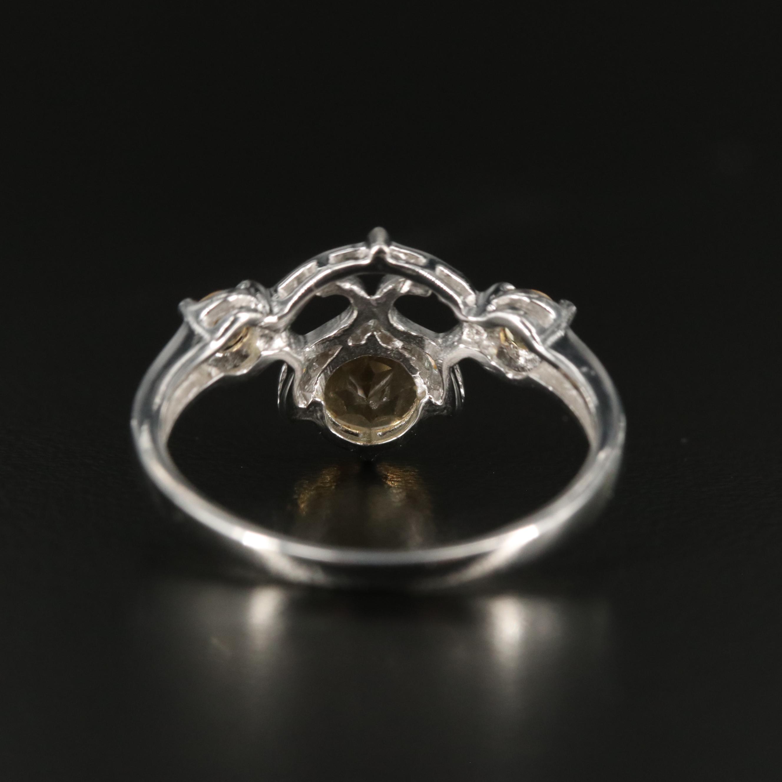 Sterling Three Stone Citrine Ring