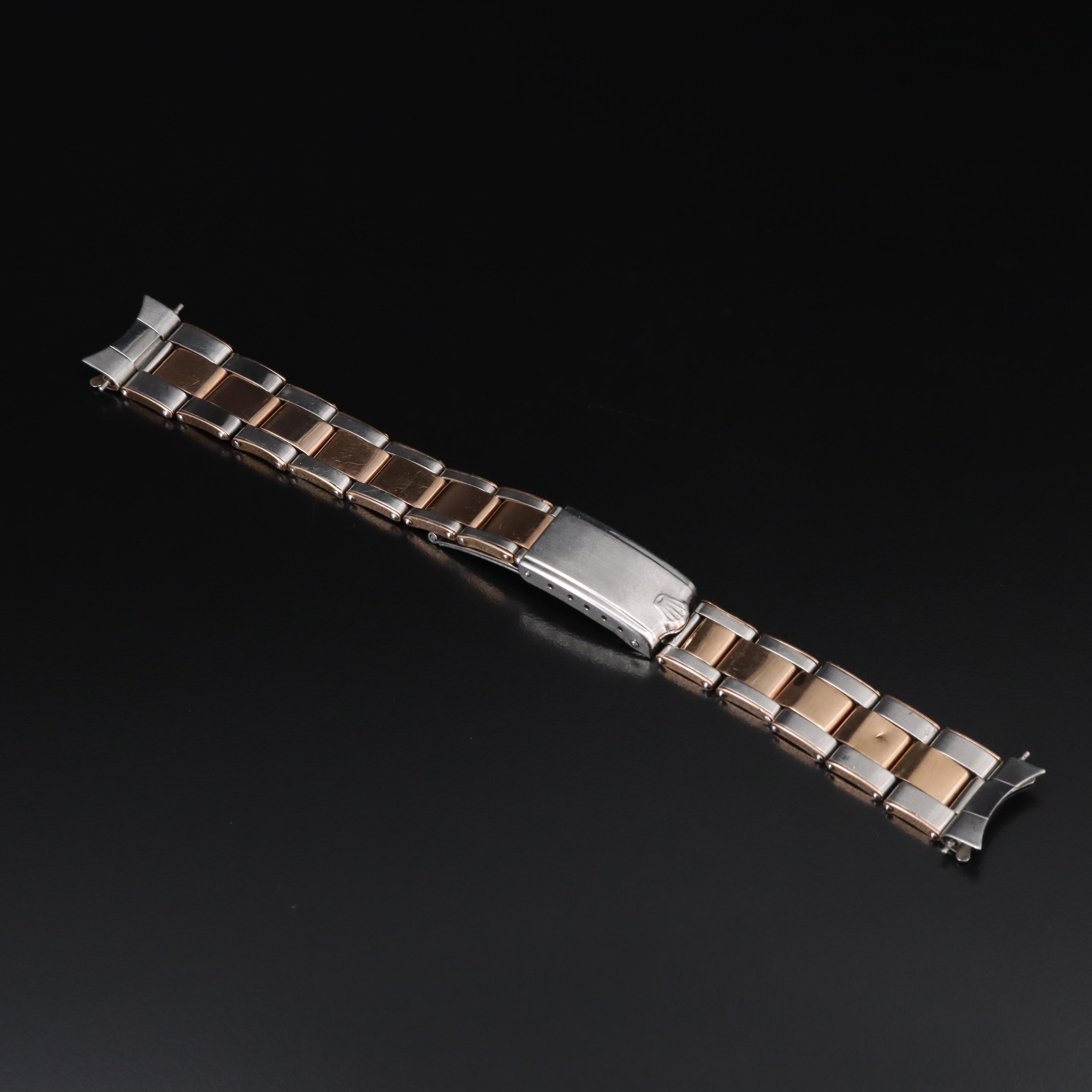 1966 Rolex Gay Fréres 14K Rose Gold and Stainless Steel Oyster Bracelet