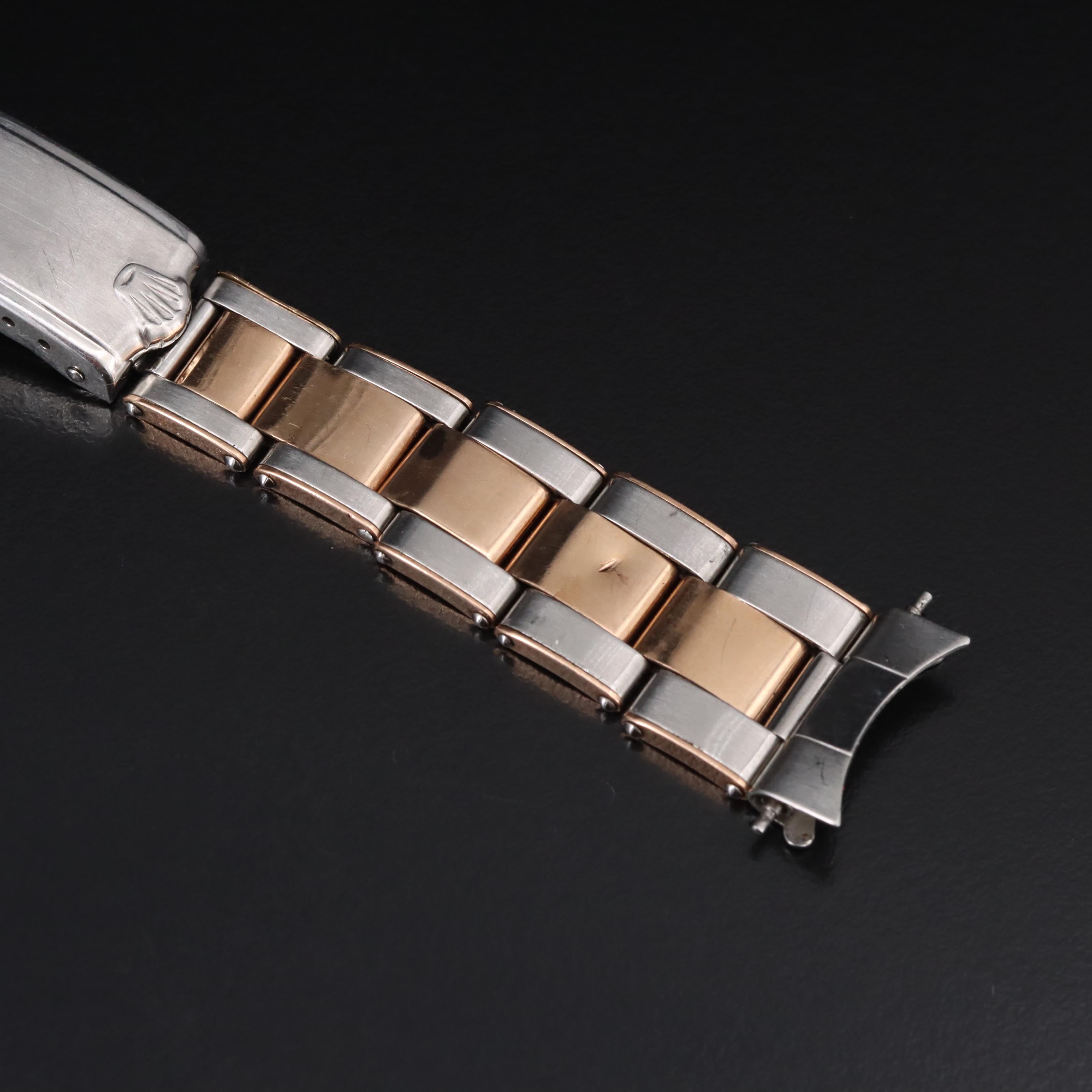 1966 Rolex Gay Fréres 14K Rose Gold and Stainless Steel Oyster Bracelet