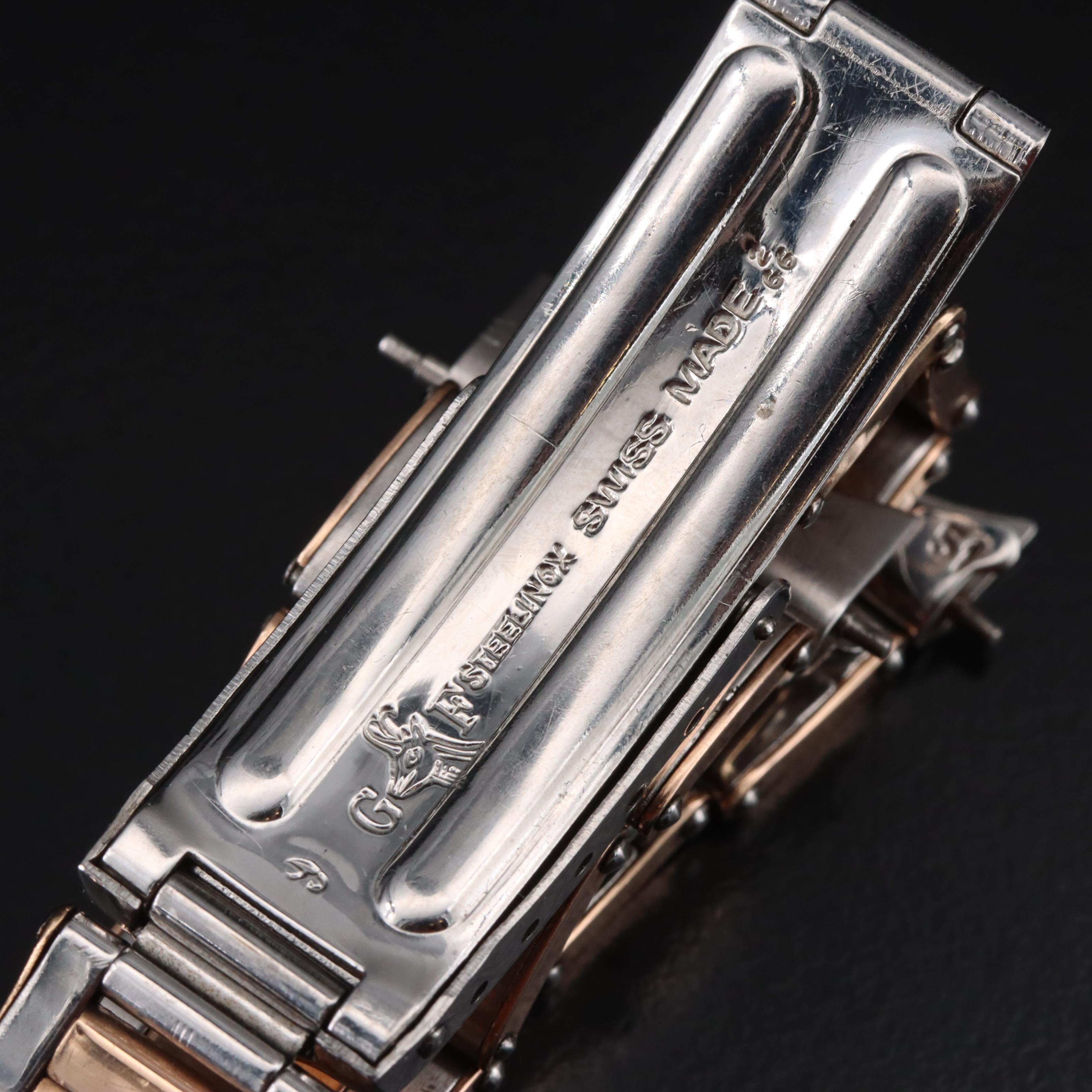 1966 Rolex Gay Fréres 14K Rose Gold and Stainless Steel Oyster Bracelet