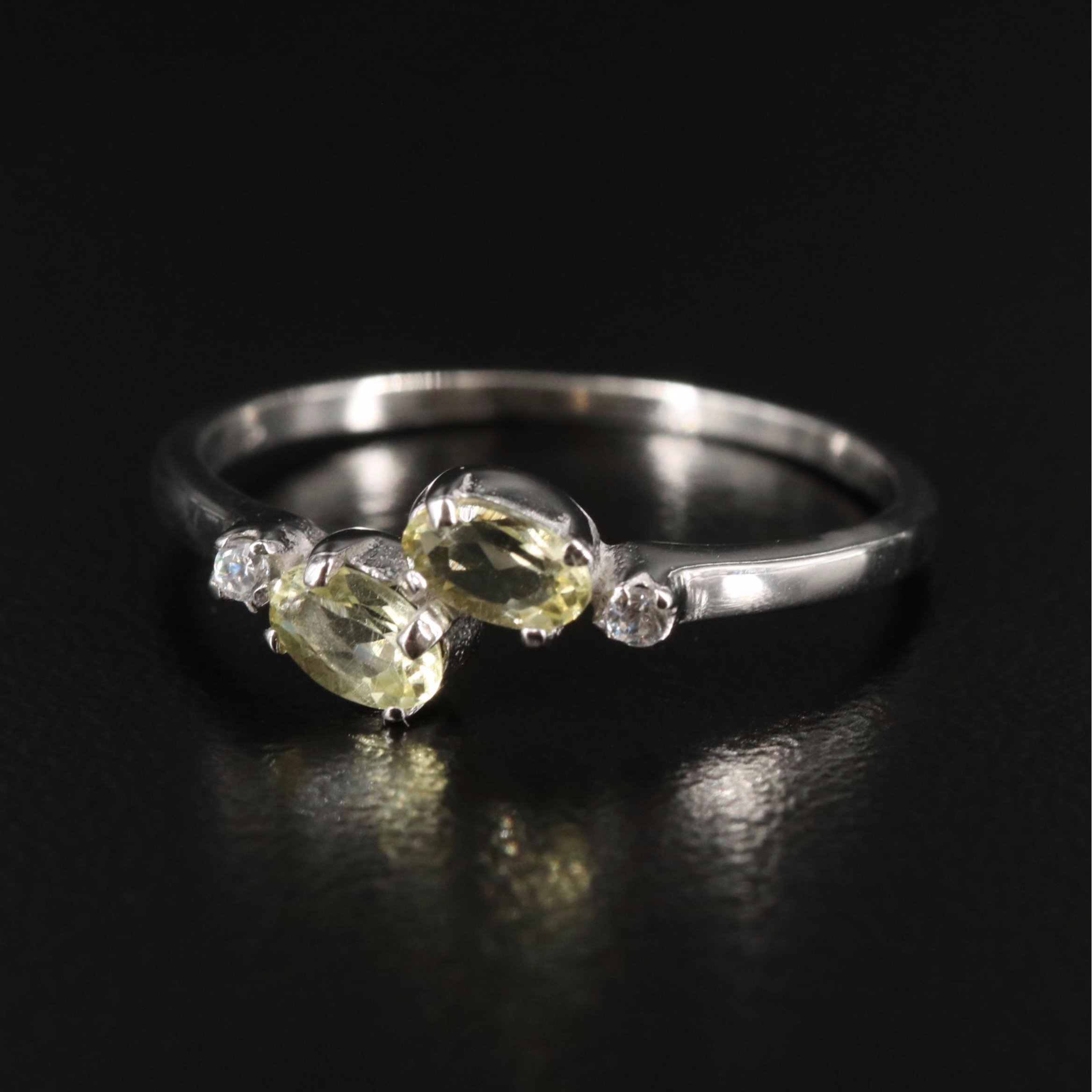 Sterling Citrine and Cubic Zirconia Ring