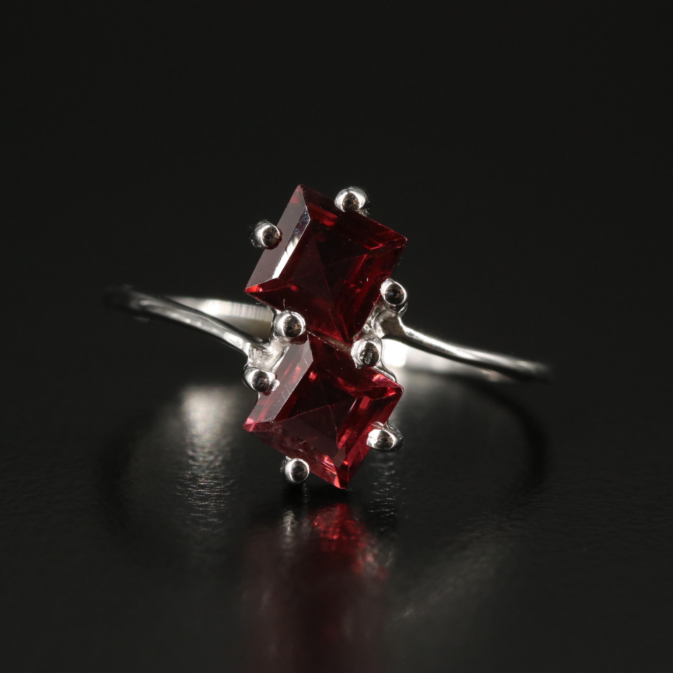 Sterling Double Garnet Ring