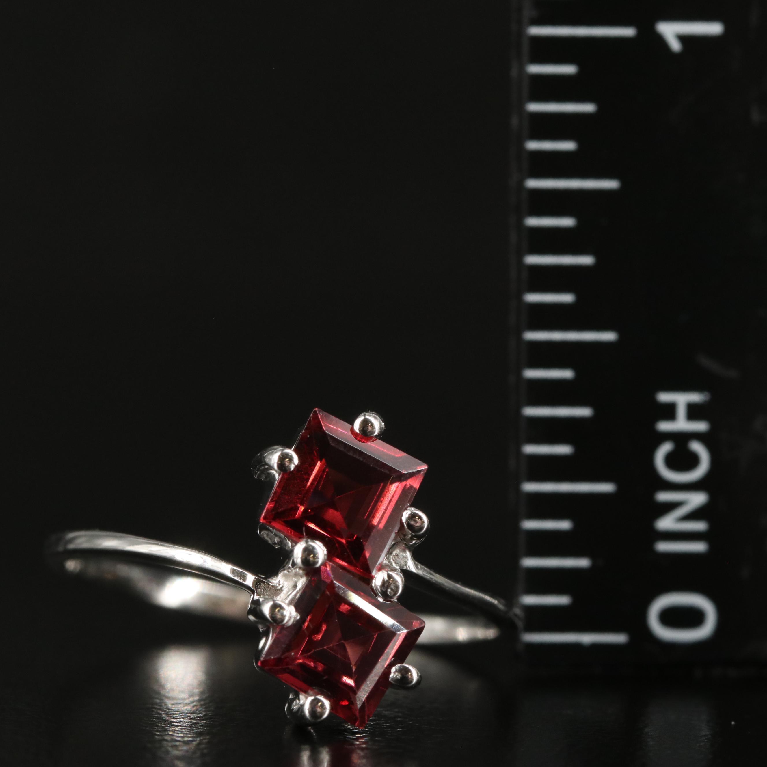 Sterling Double Garnet Ring