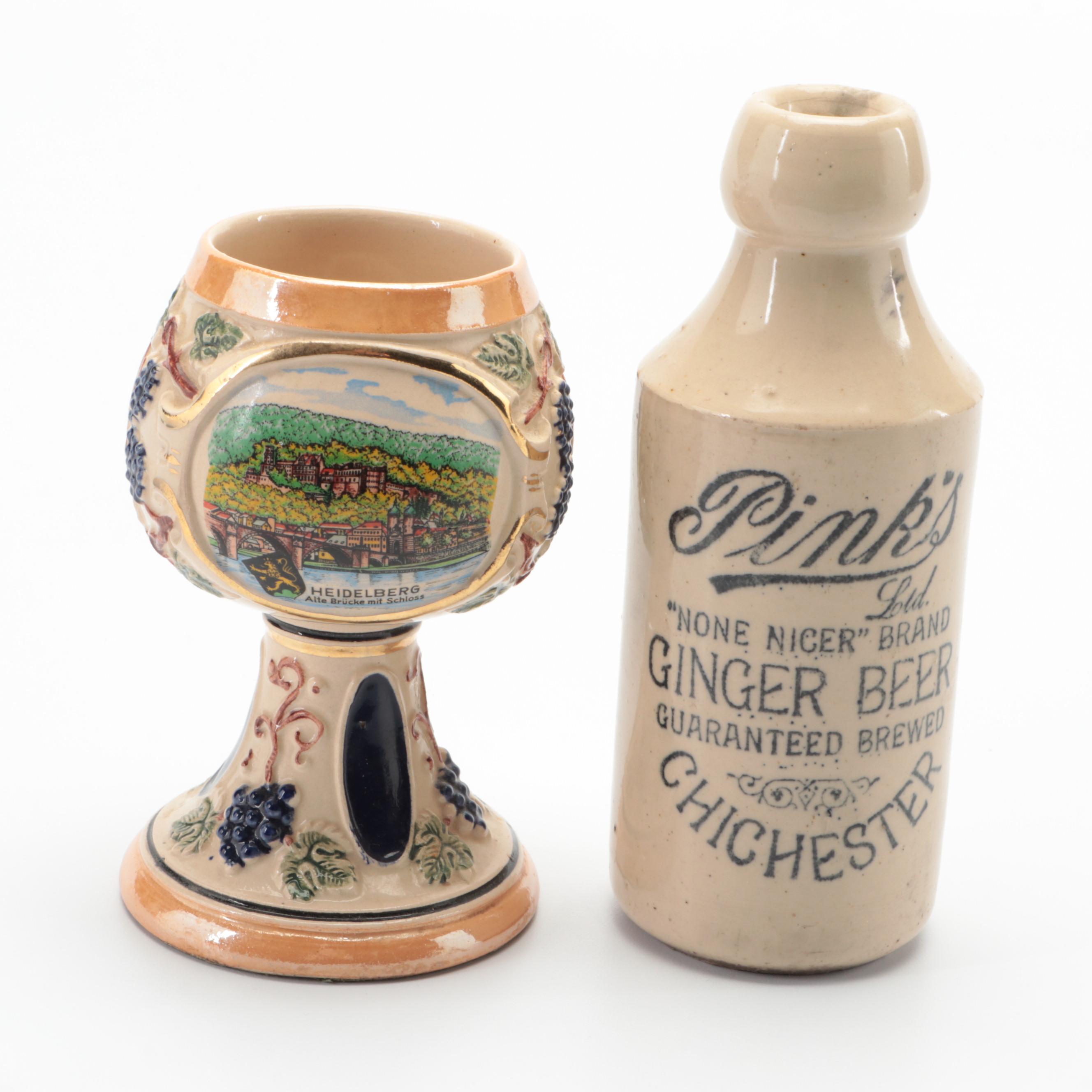 Italian Blown Green Glass Decanter with Jug and Goblet Collection