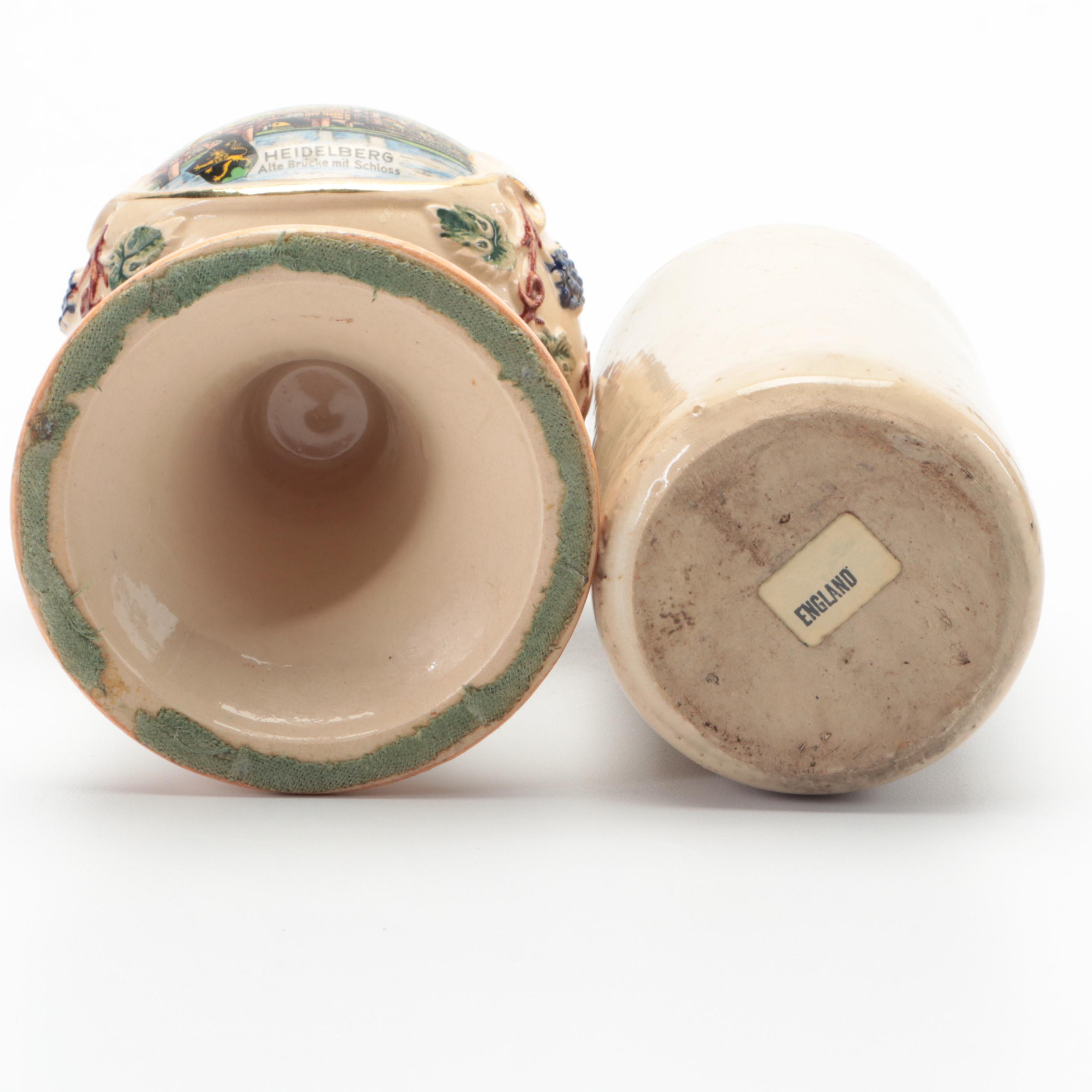 Italian Blown Green Glass Decanter with Jug and Goblet Collection