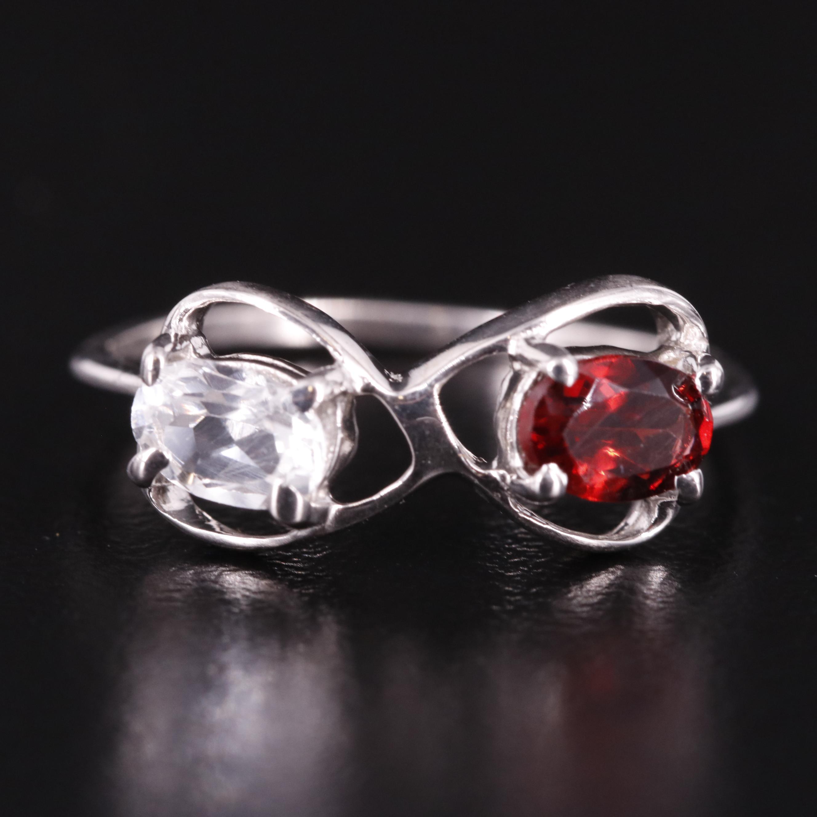 Sterling Garnet and White Topaz Ring