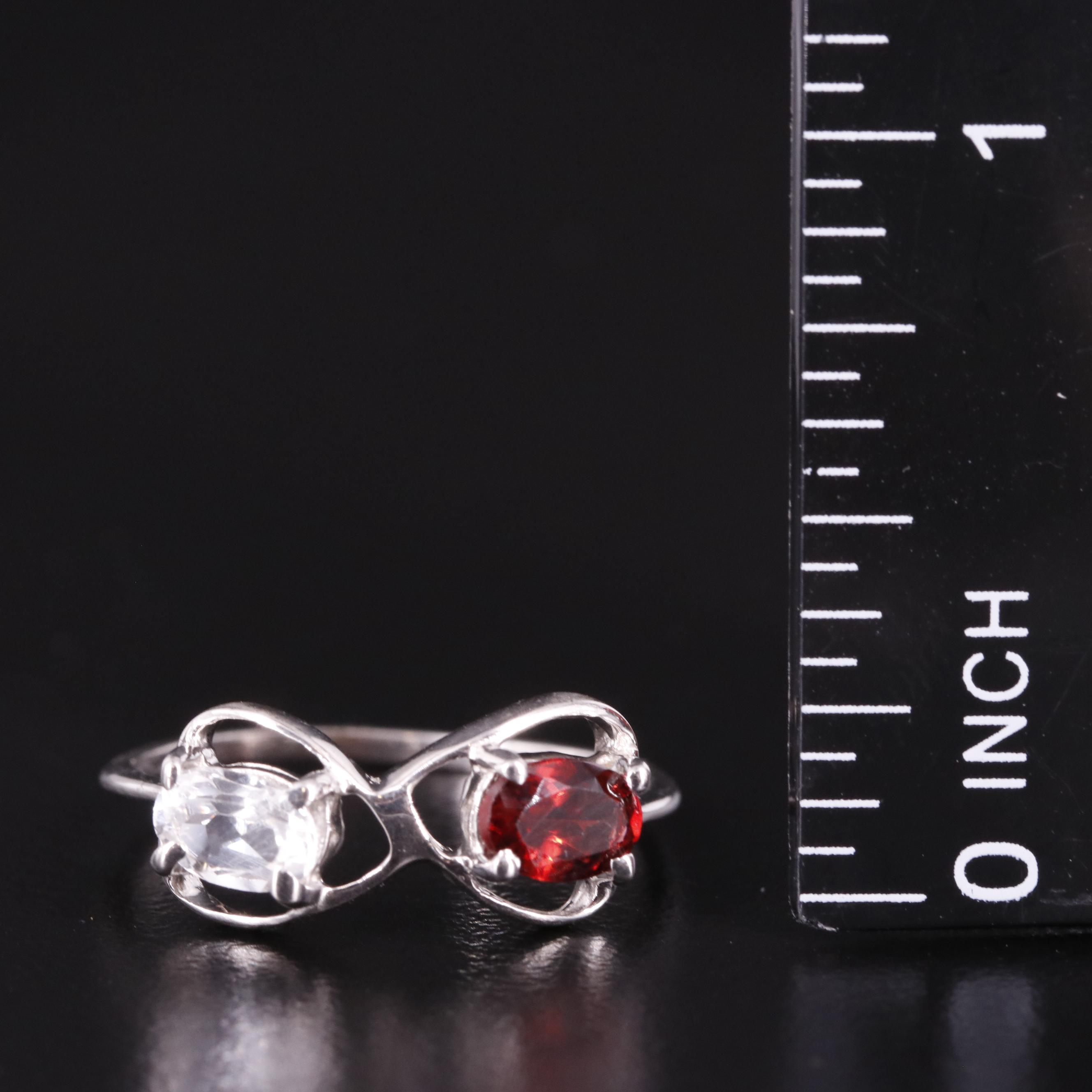 Sterling Garnet and White Topaz Ring