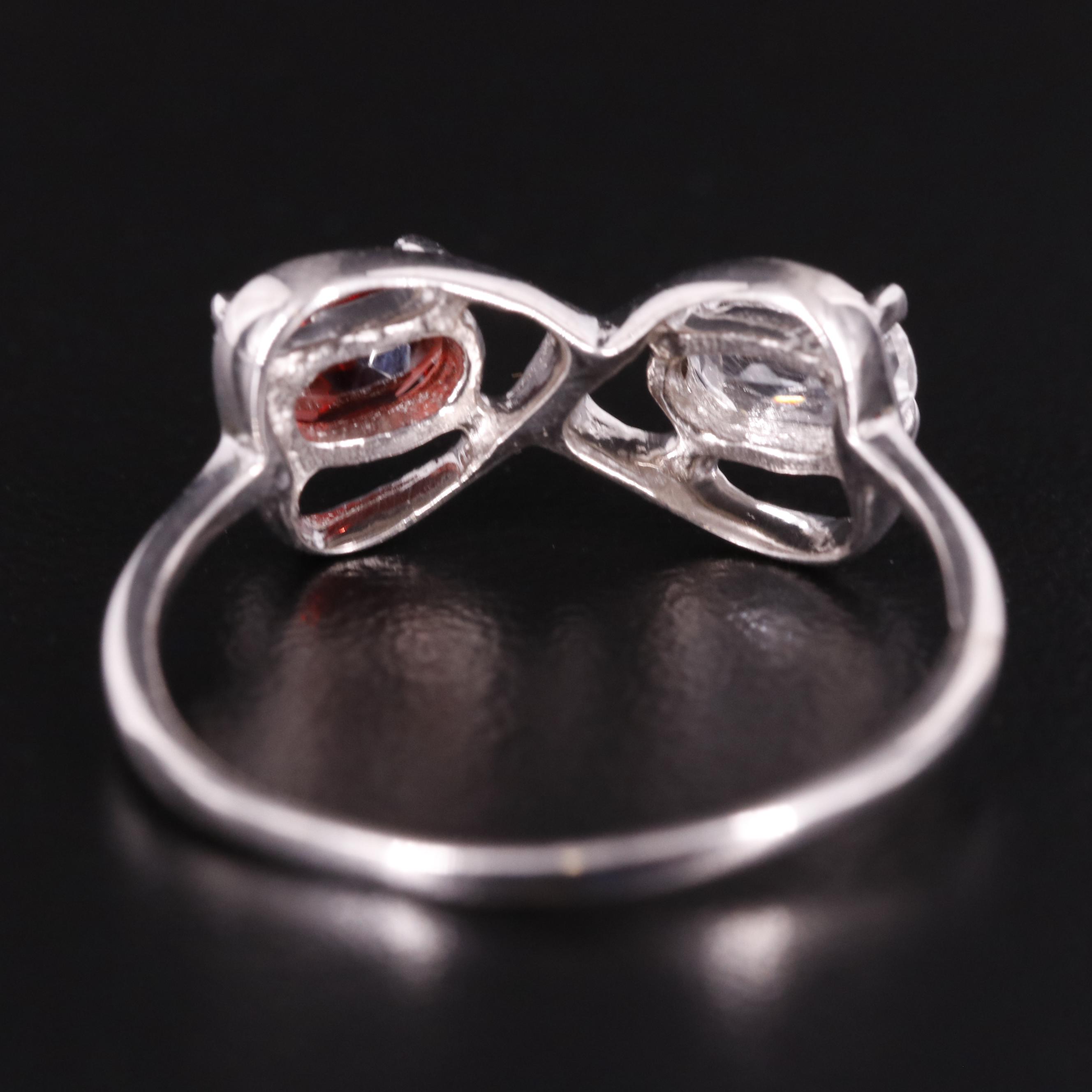 Sterling Garnet and White Topaz Ring