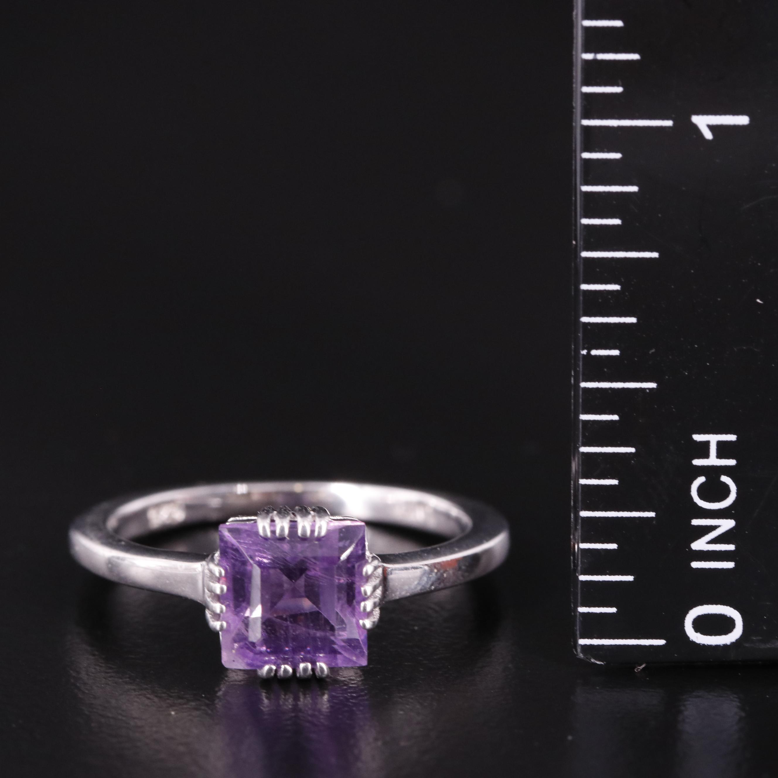 Sterling Square Amethyst Ring