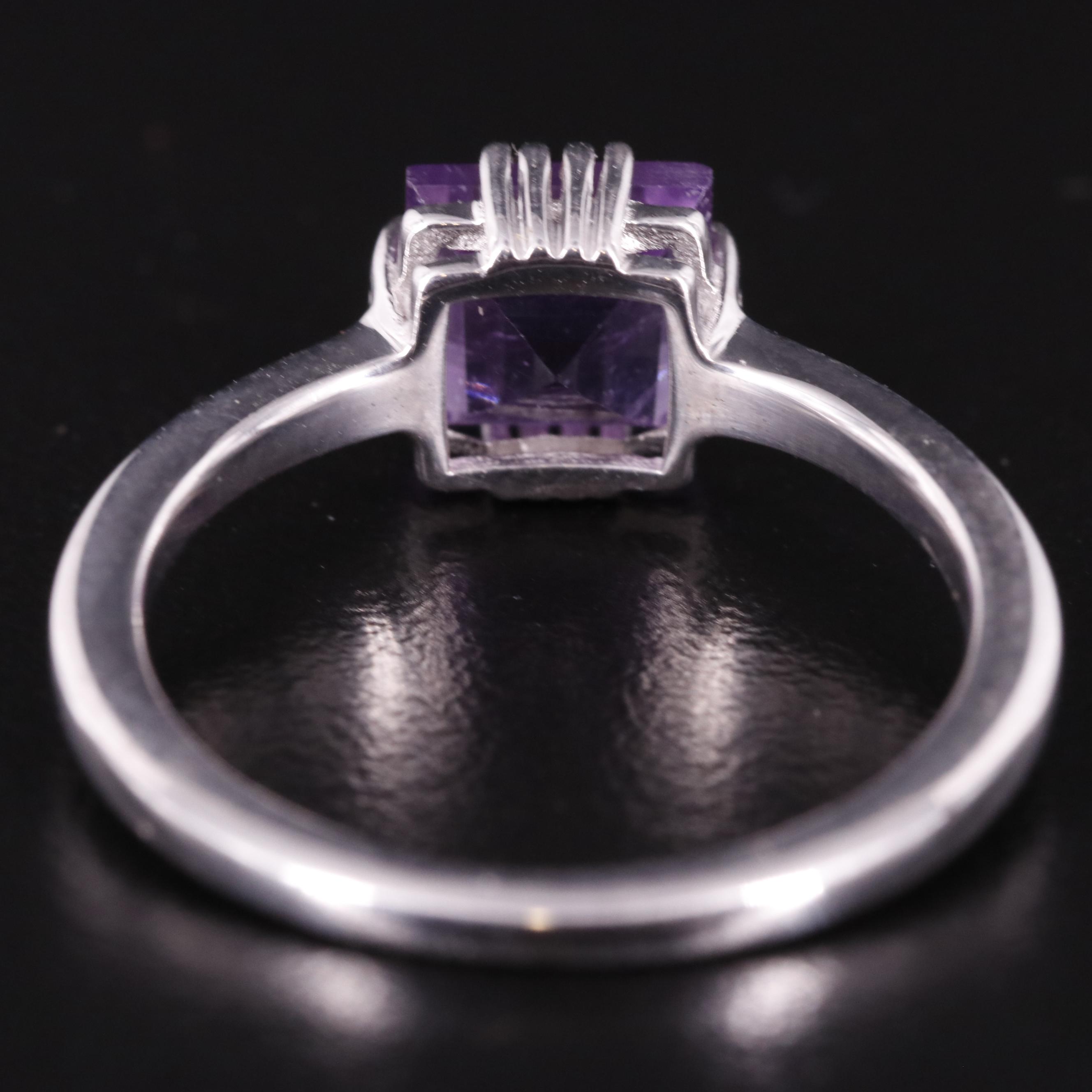Sterling Square Amethyst Ring