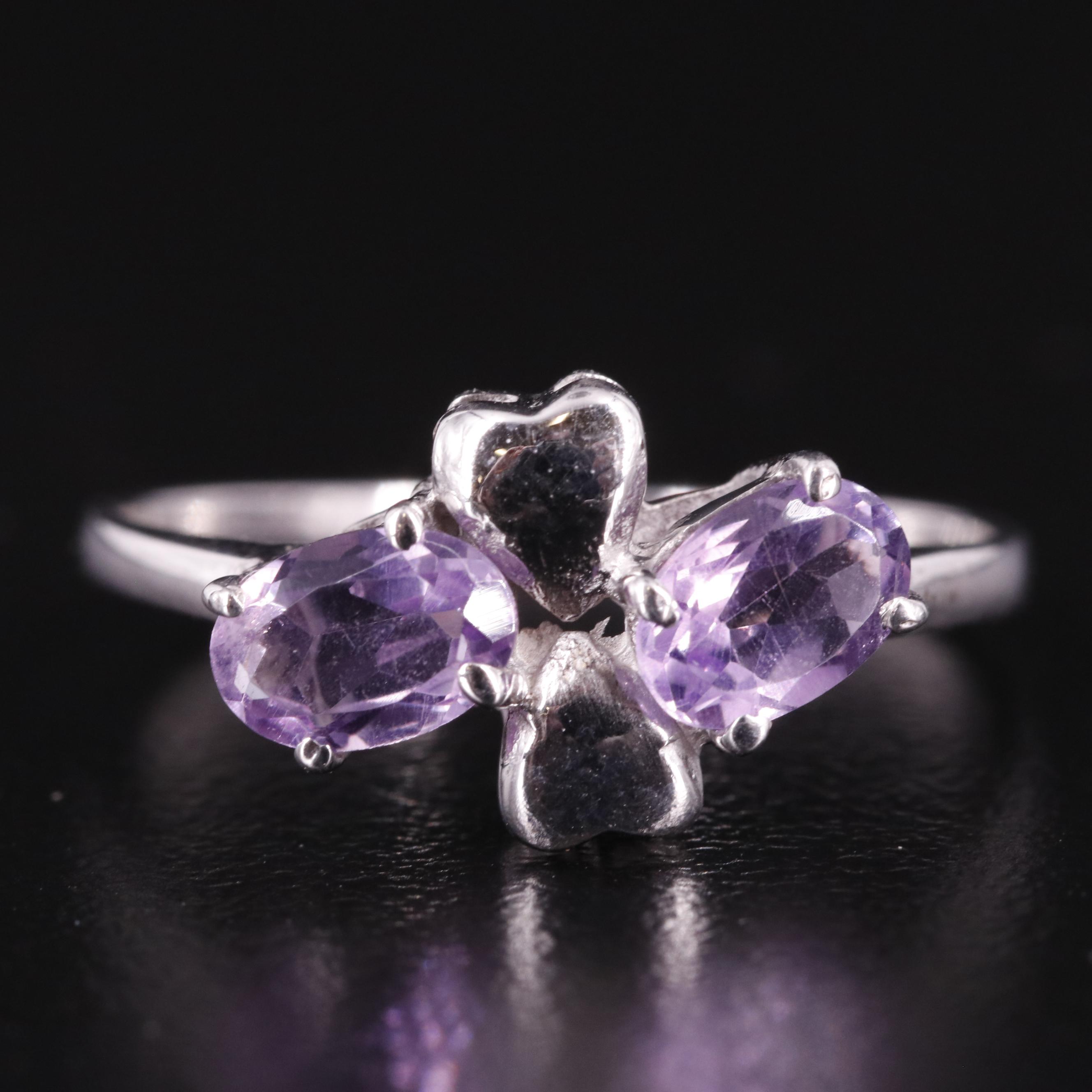 Sterling Amethyst Ring Featuring Hearts