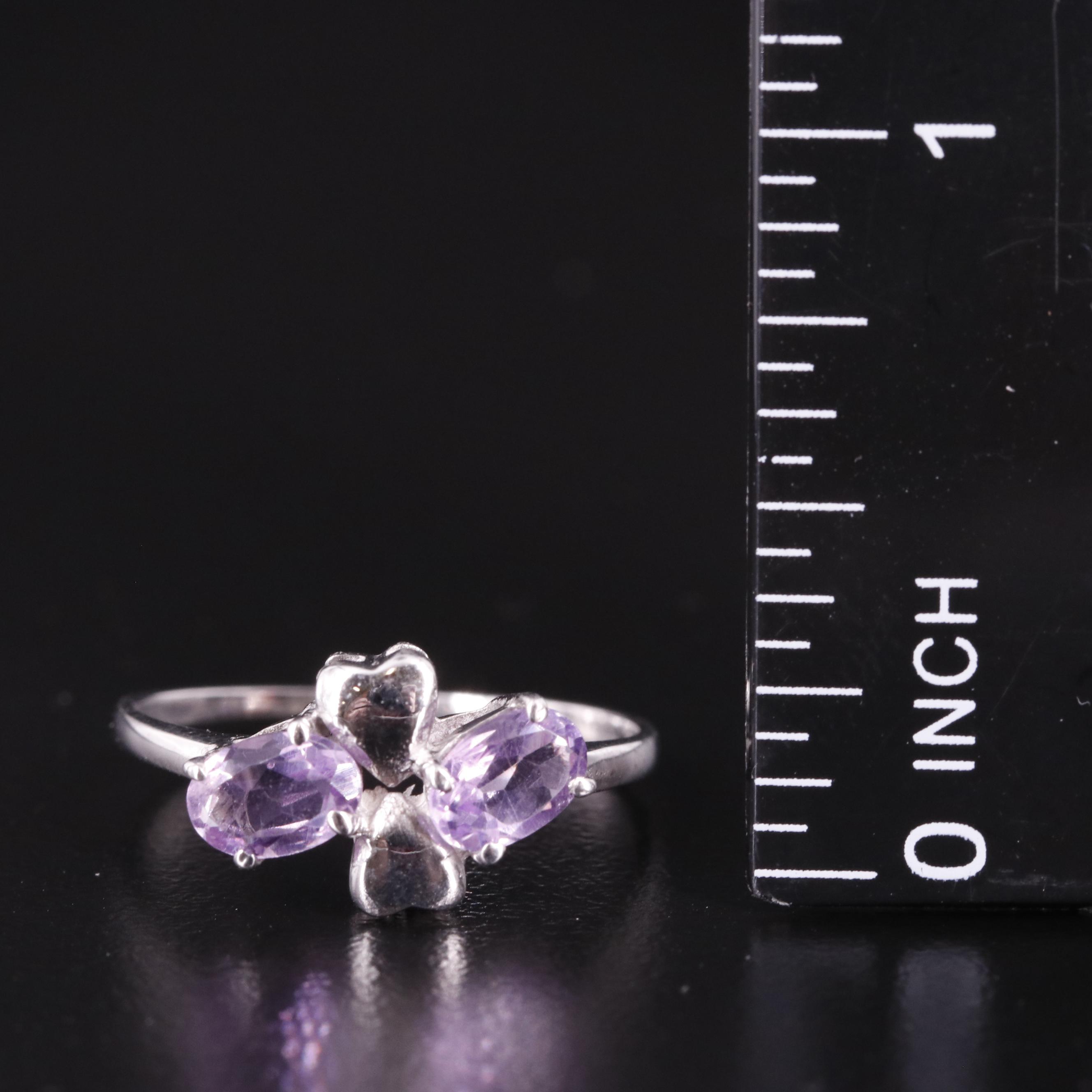 Sterling Amethyst Ring Featuring Hearts