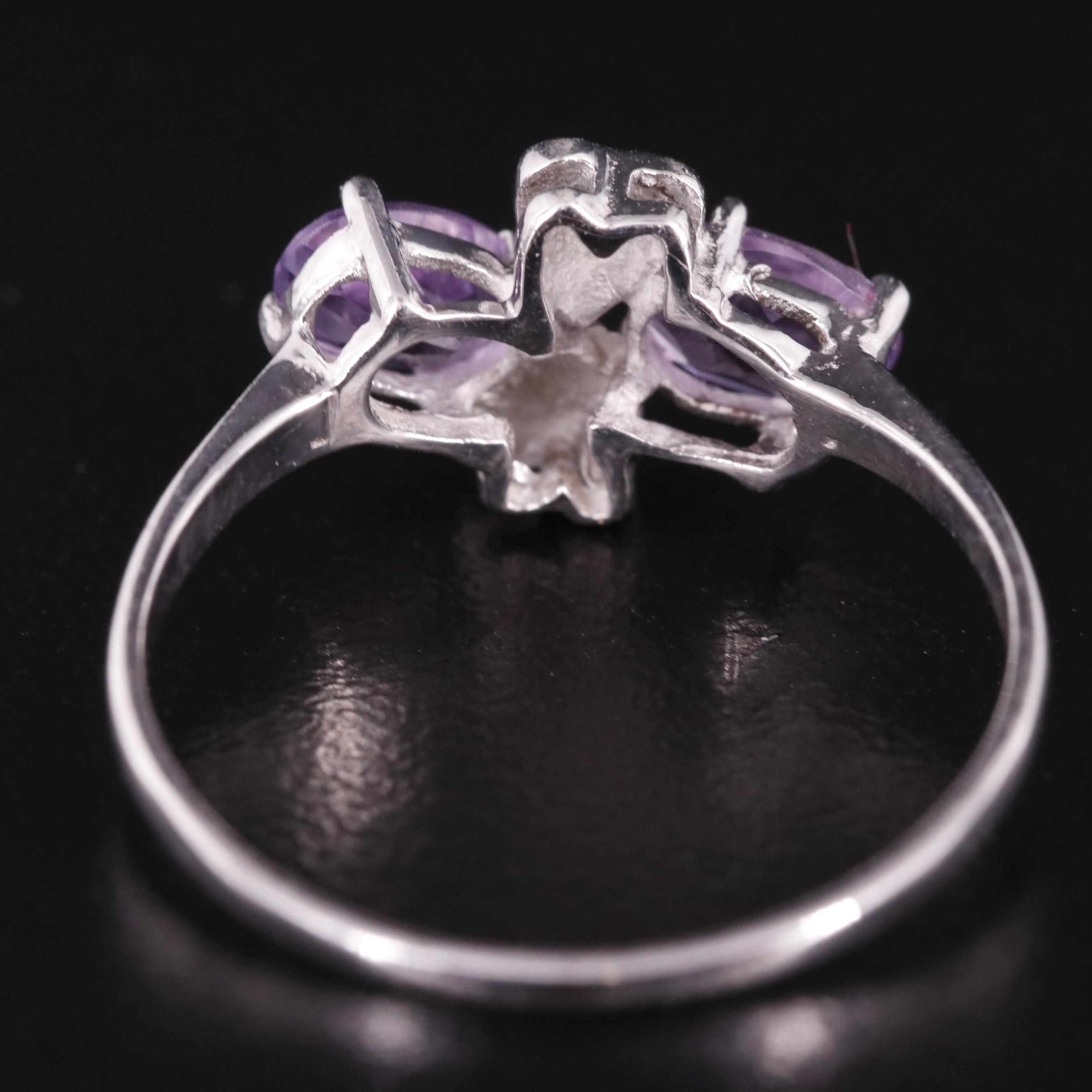 Sterling Amethyst Ring Featuring Hearts