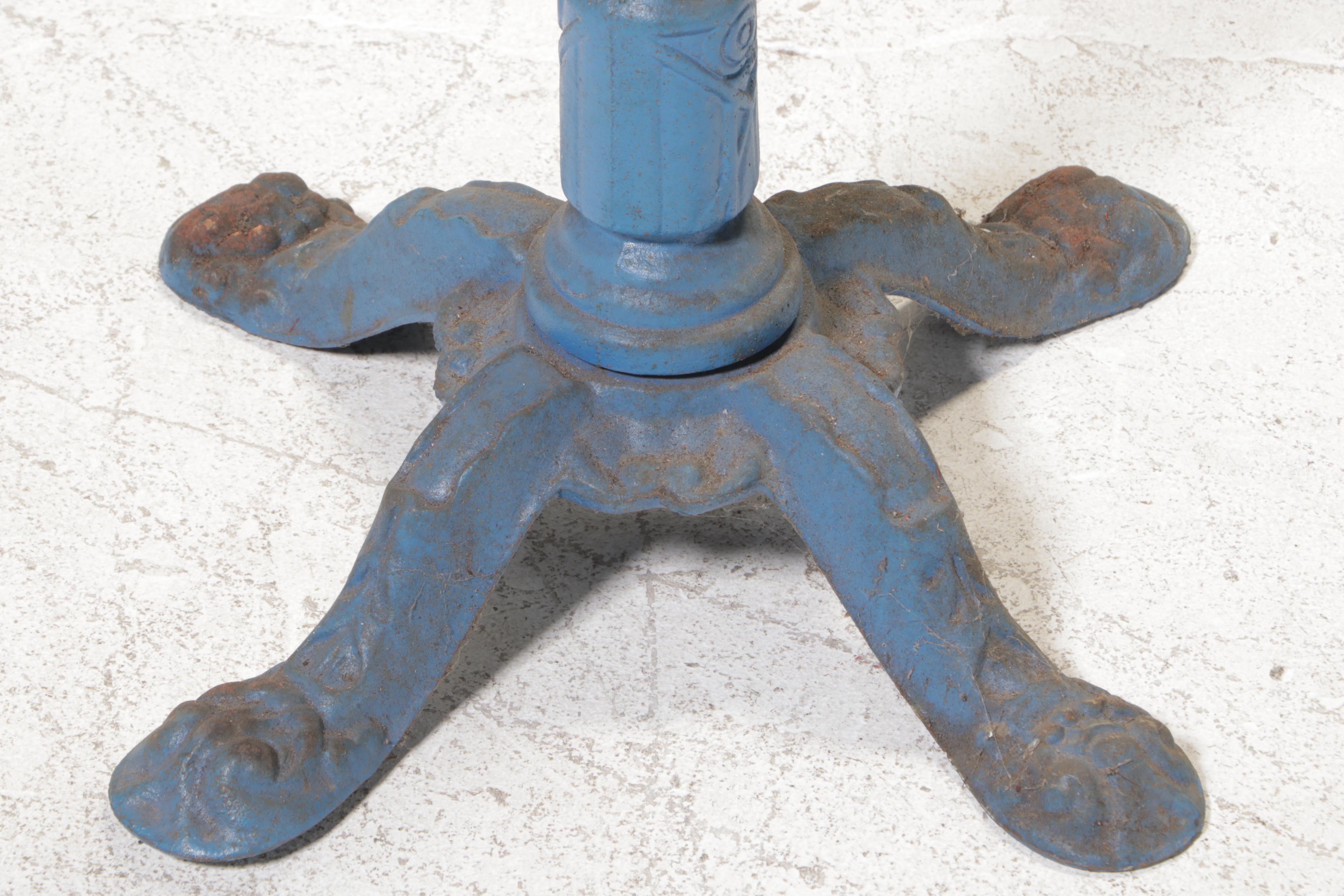 Blue Metal and Glass Gumball Machine on Stand, Mid to Late 20th Century
