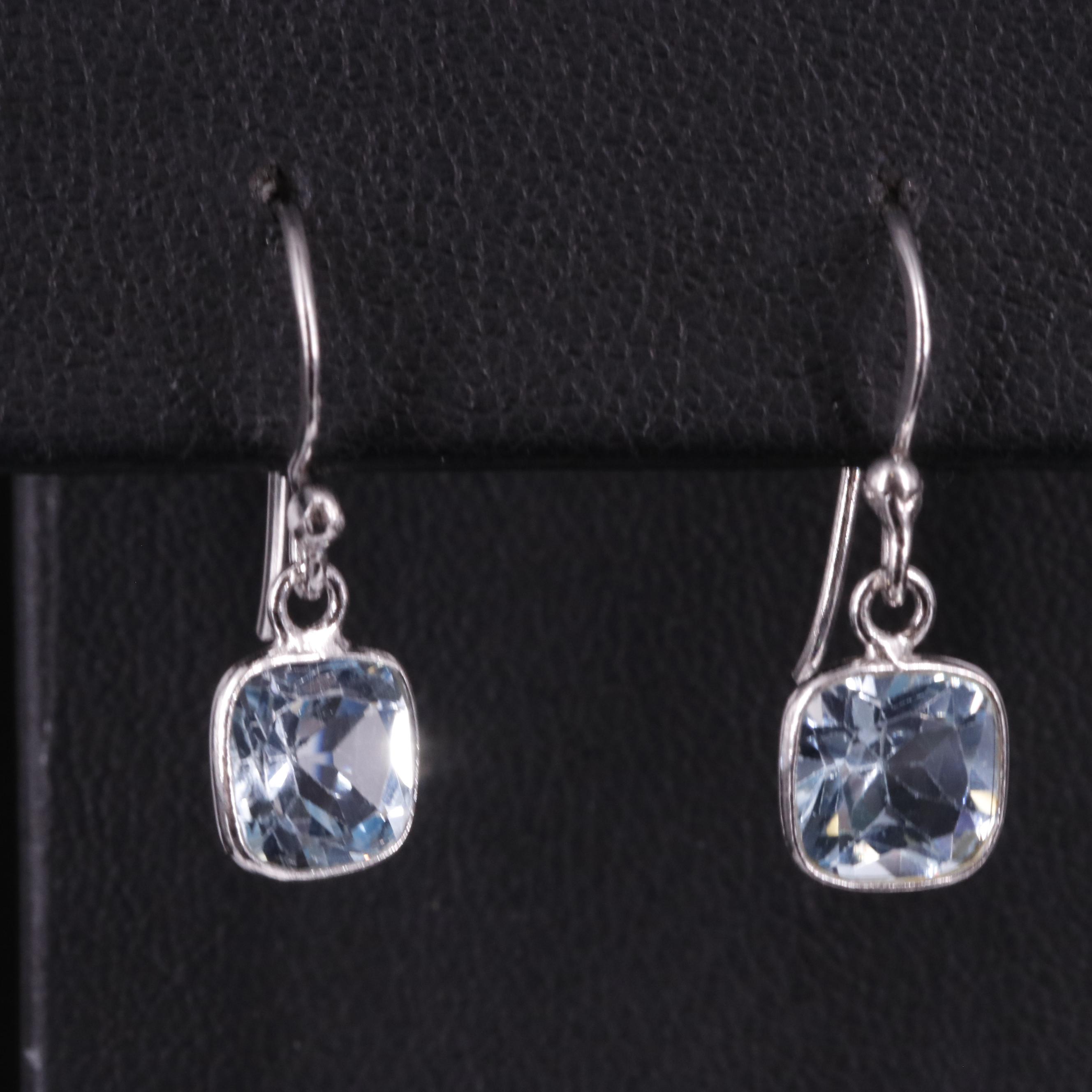 Sterling Blue Topaz Drop Earrings