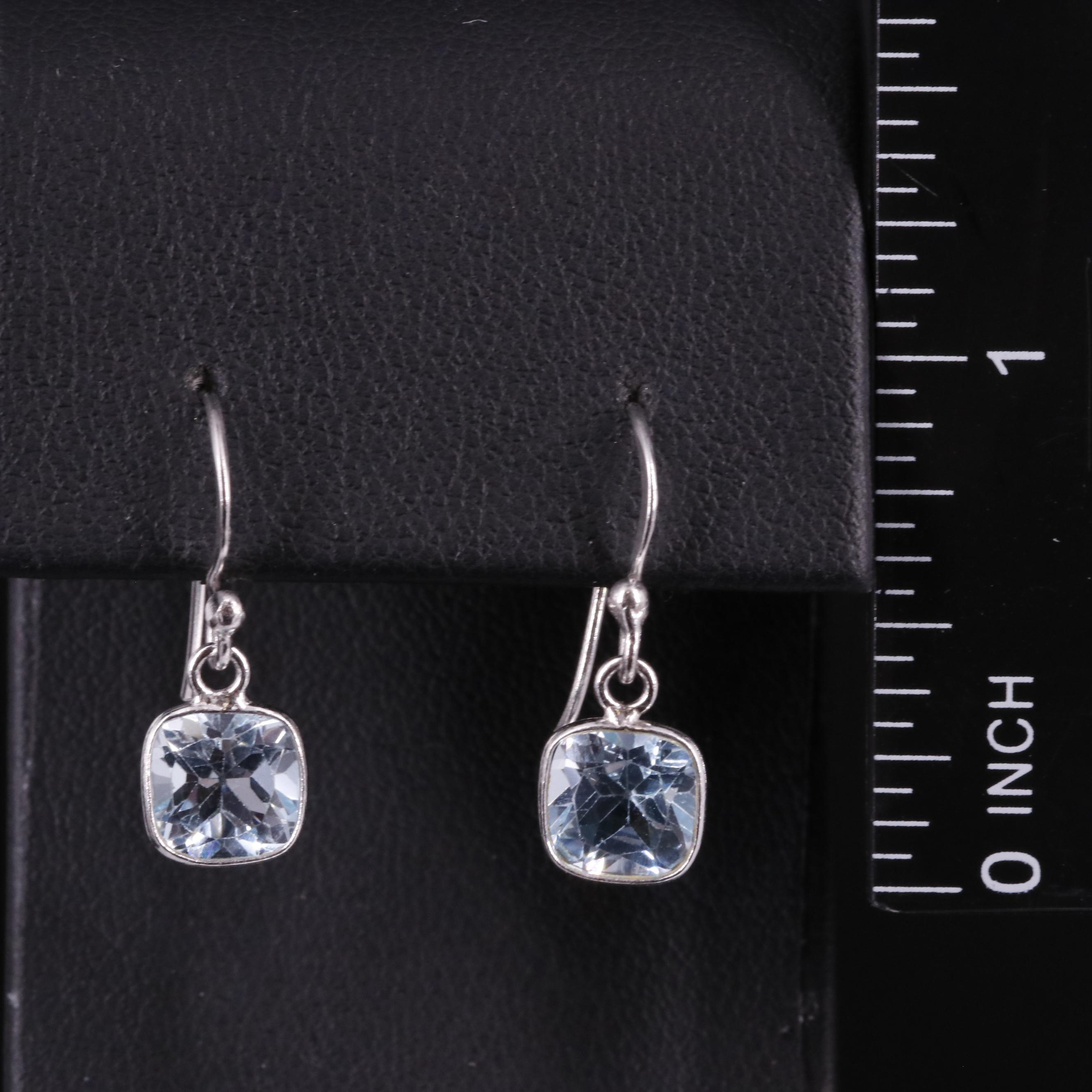 Sterling Blue Topaz Drop Earrings