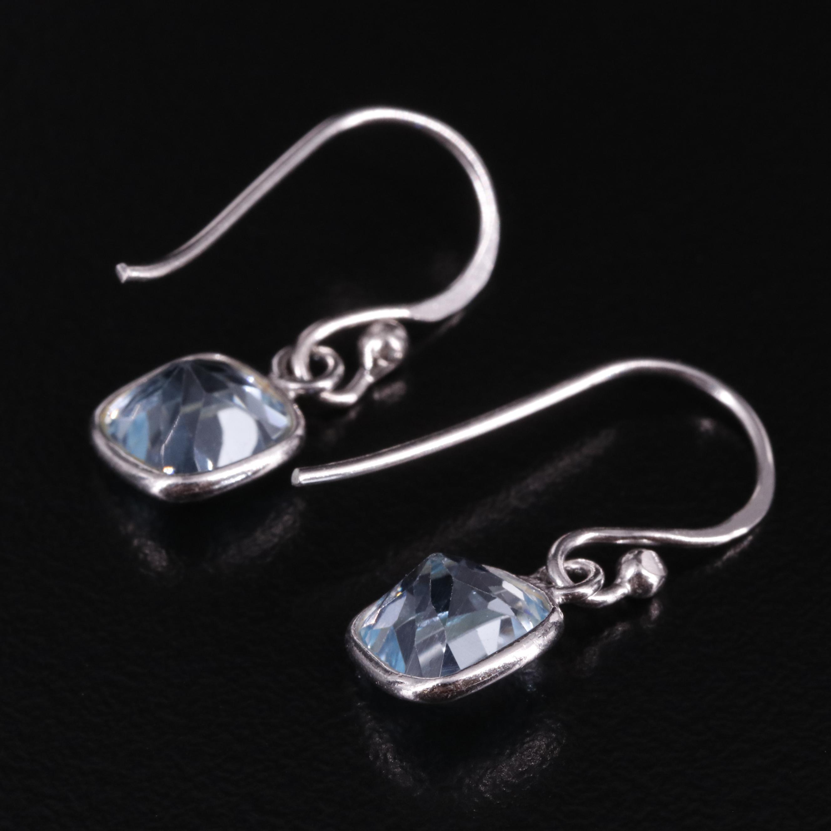 Sterling Blue Topaz Drop Earrings