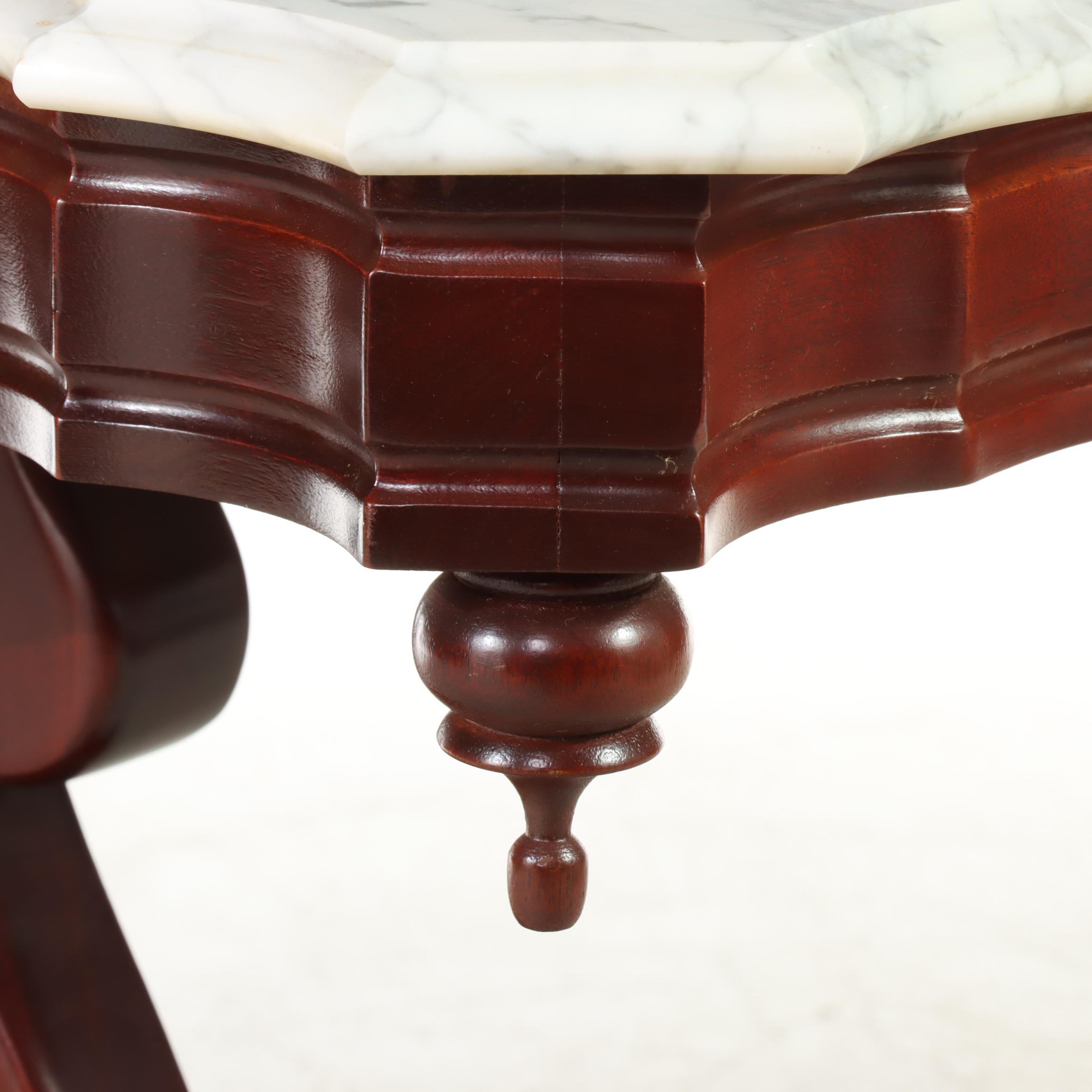 American Classical Style Mahogany, Marble Top, and Lyre-Base Console Table