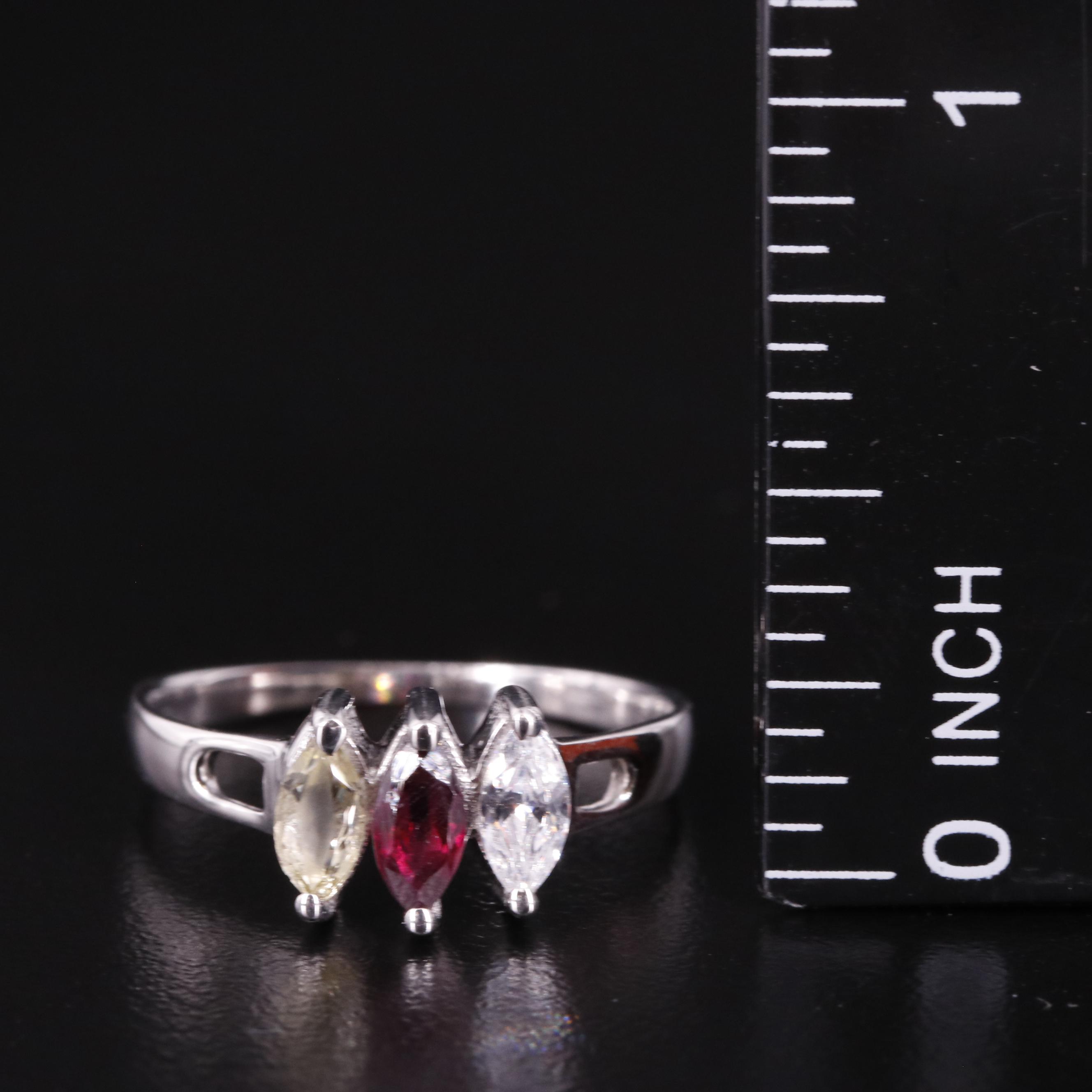Sterling Garnet, Cubic Zirconia, Citrine Ring