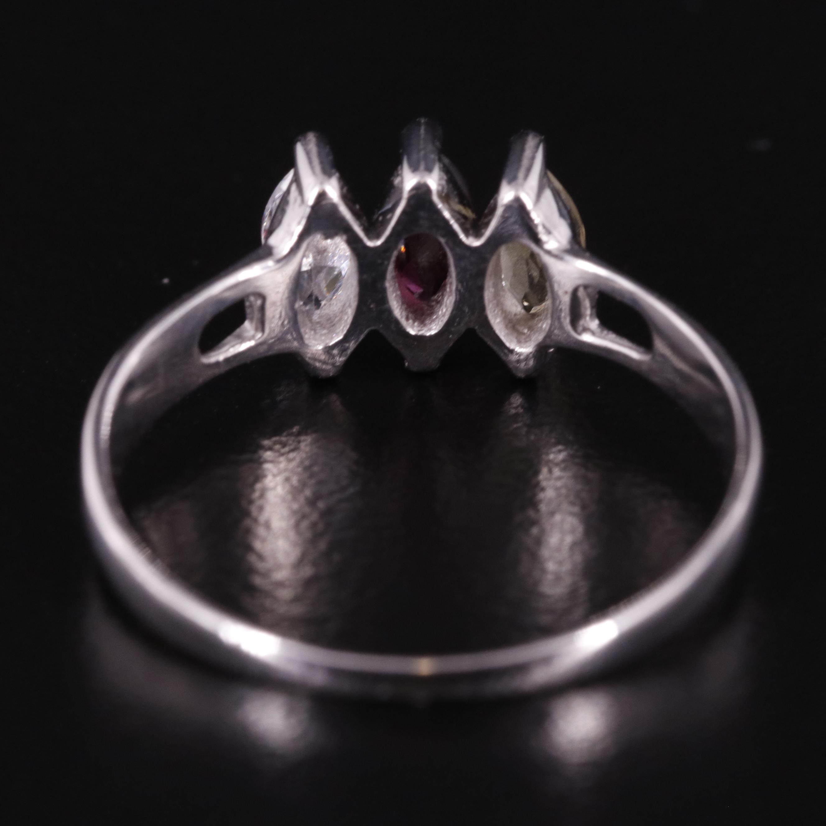 Sterling Garnet, Cubic Zirconia, Citrine Ring