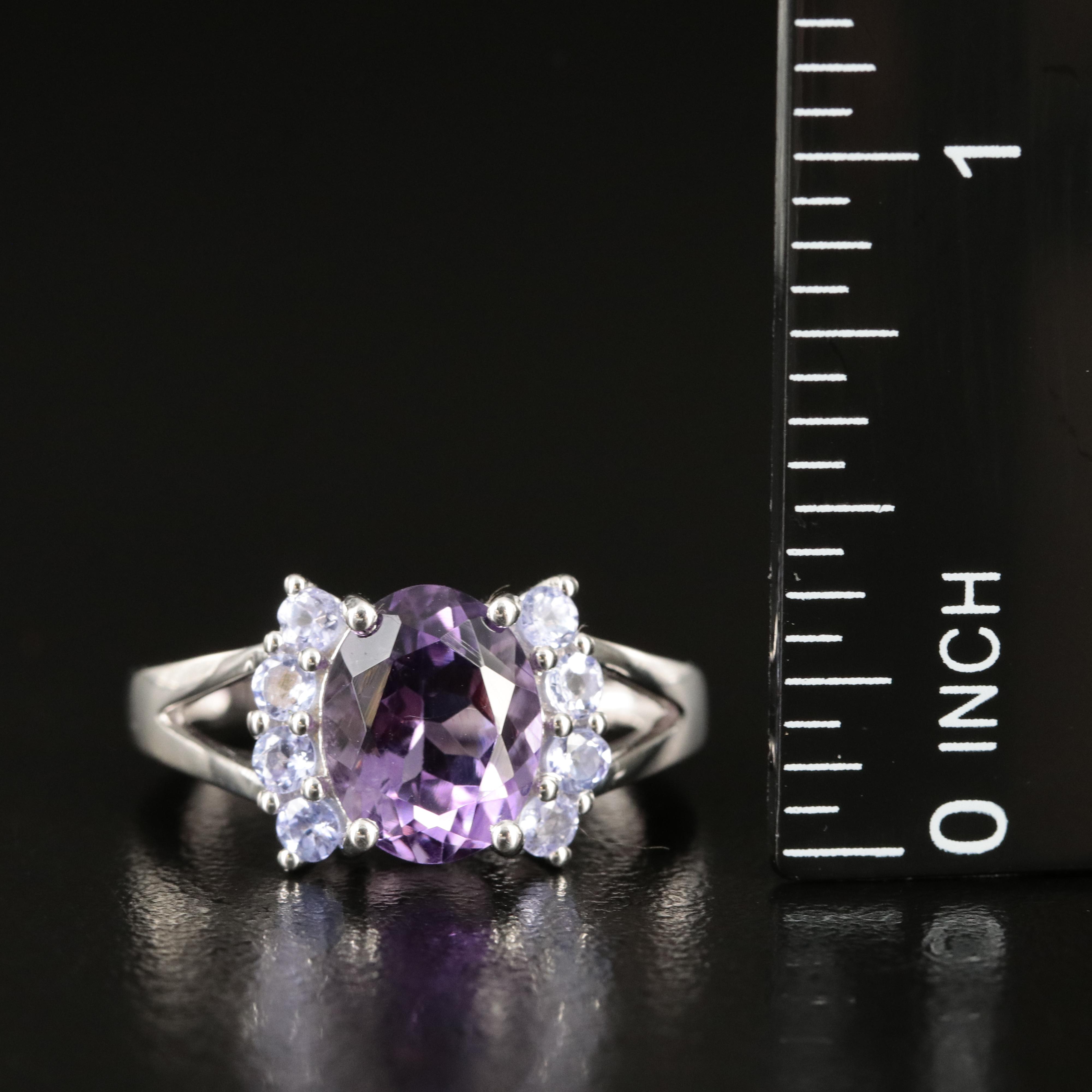 Sterling Amethyst and Tanzanite Ring