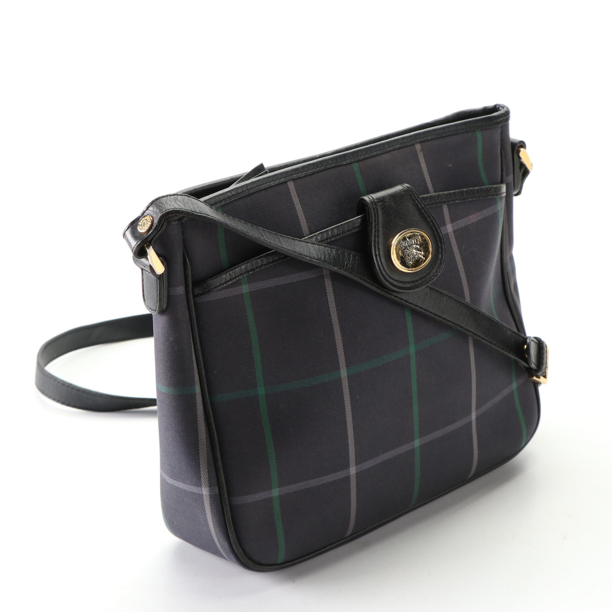 Burberry Shoulder Bag in Plaid Canvas and Leather