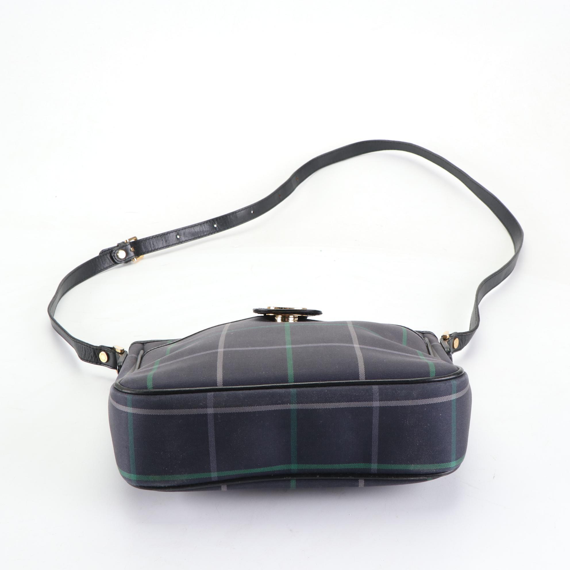 Burberry Shoulder Bag in Plaid Canvas and Leather