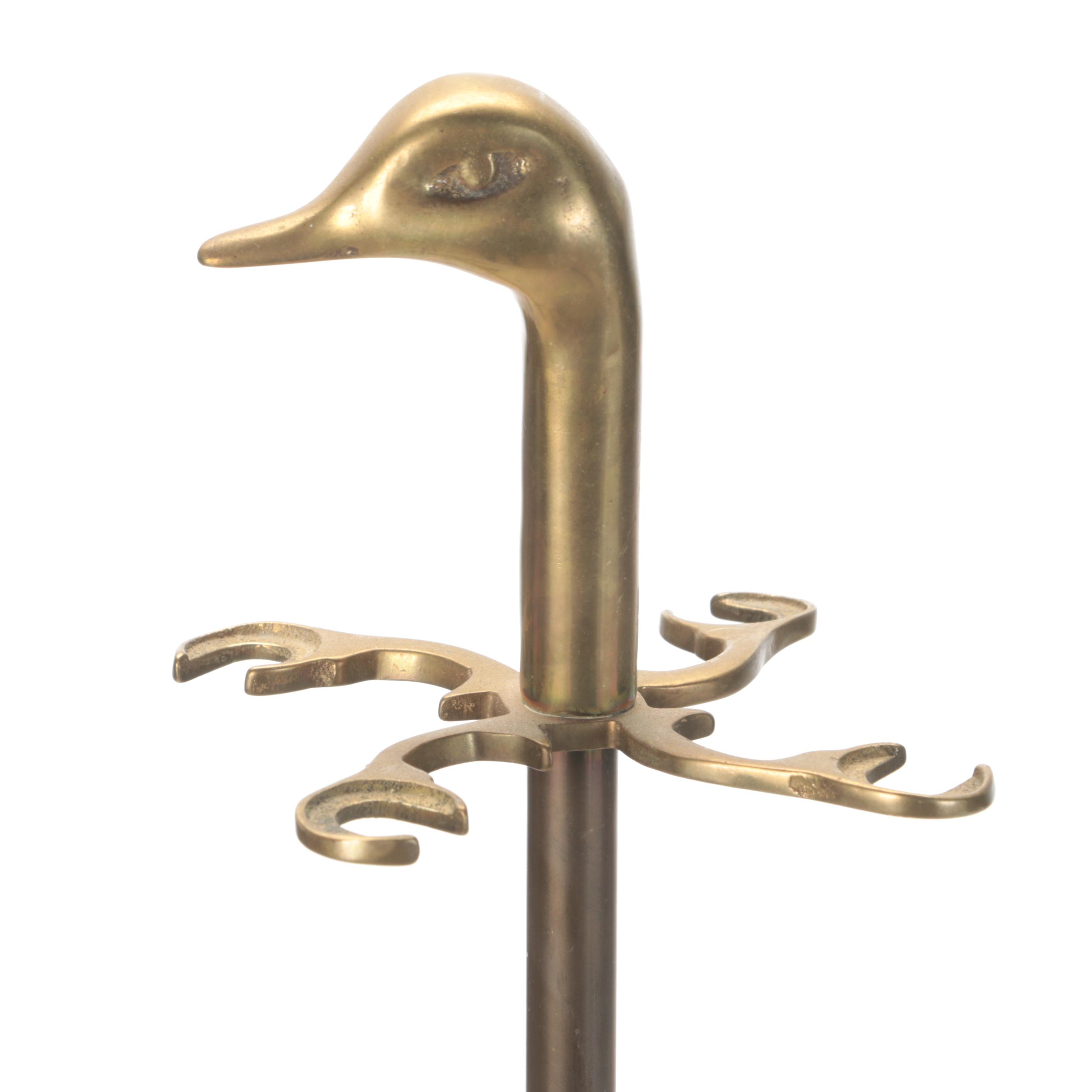 Brass Duck Head Fireplace Tool Set, Mid to Late 20th Century