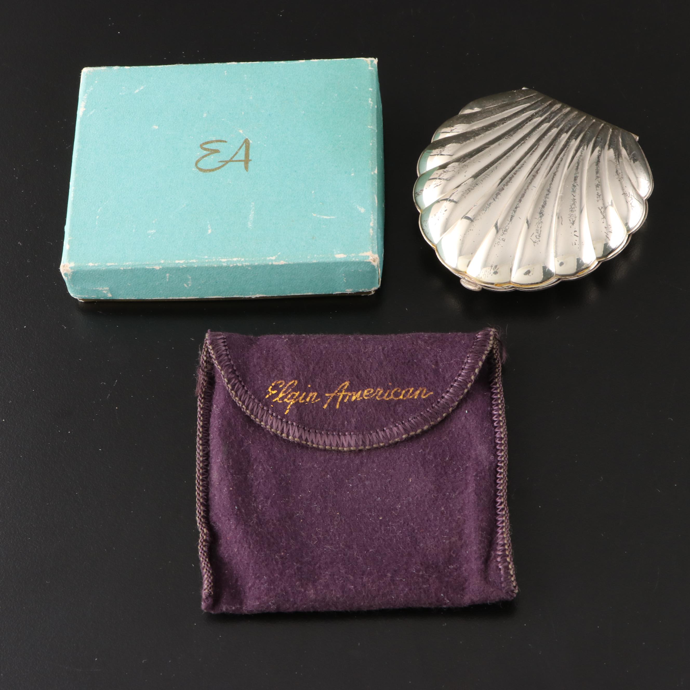 Elgin American Sterling Silver Compact with Gillette Razor and Blades