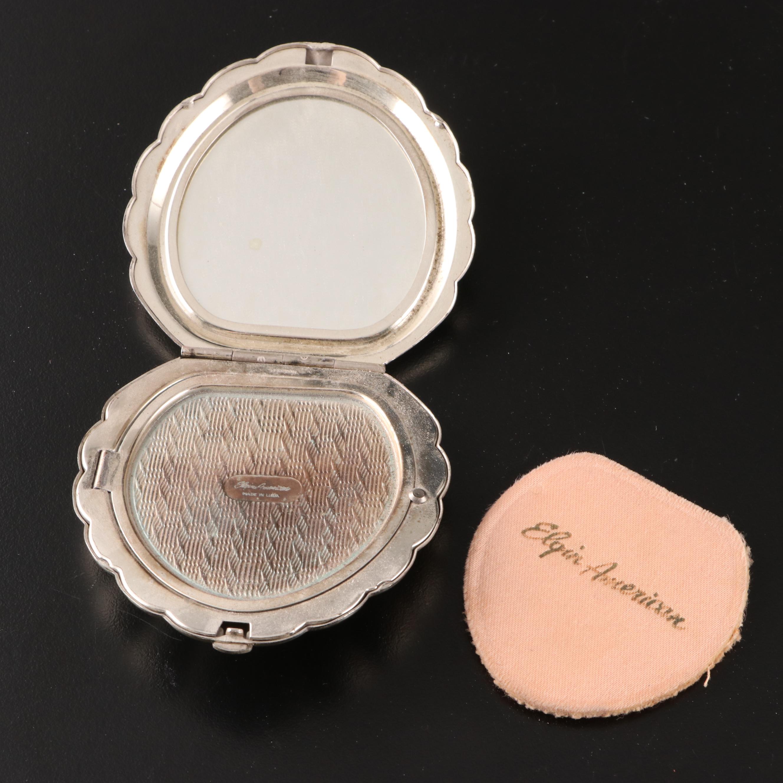 Elgin American Sterling Silver Compact with Gillette Razor and Blades