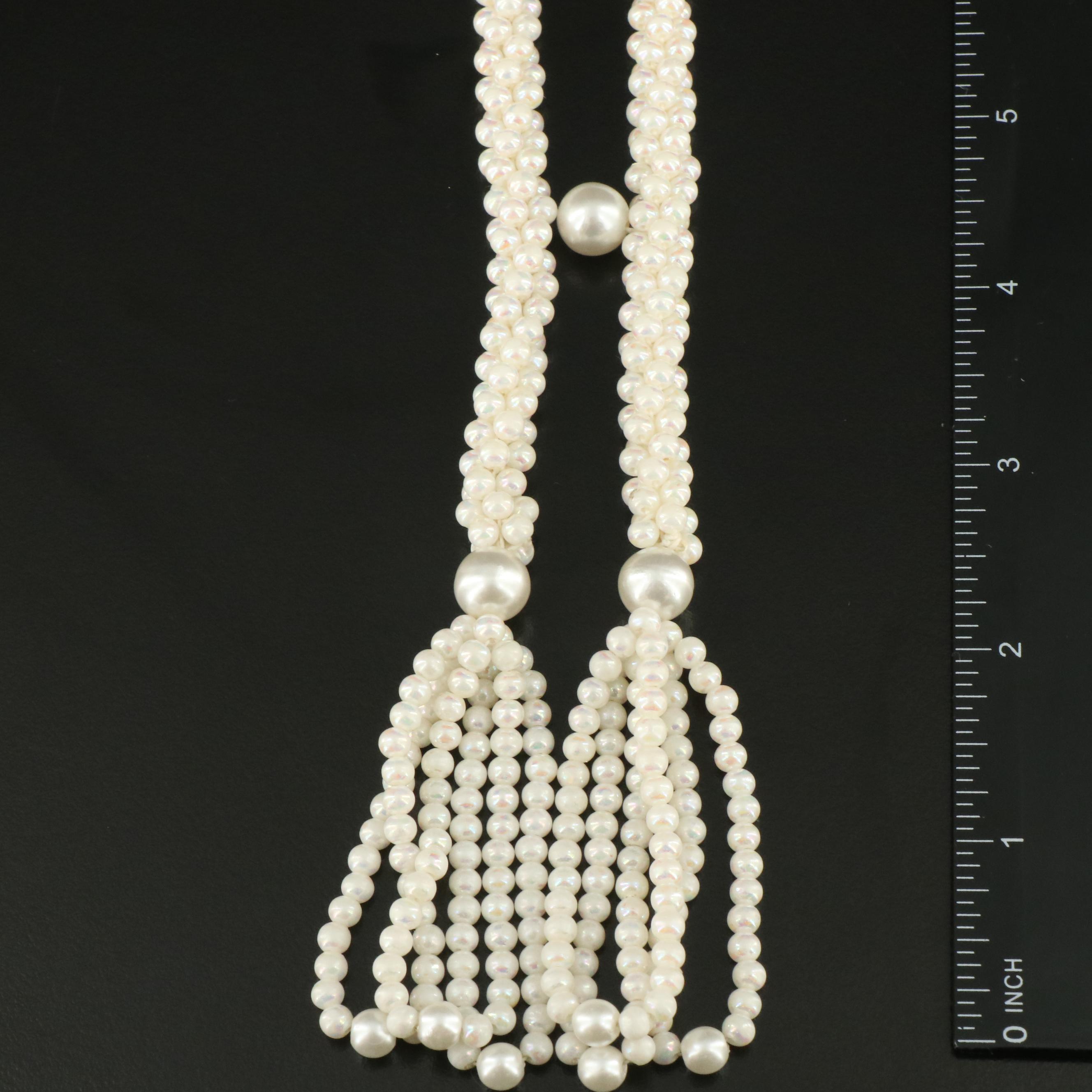 Nephrite and Faux Pearl Included in Vintage Jewelry Grouping