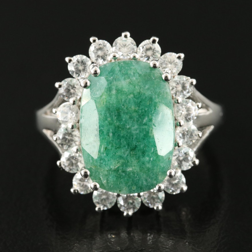 Sterling Emerald and Zircon Ring