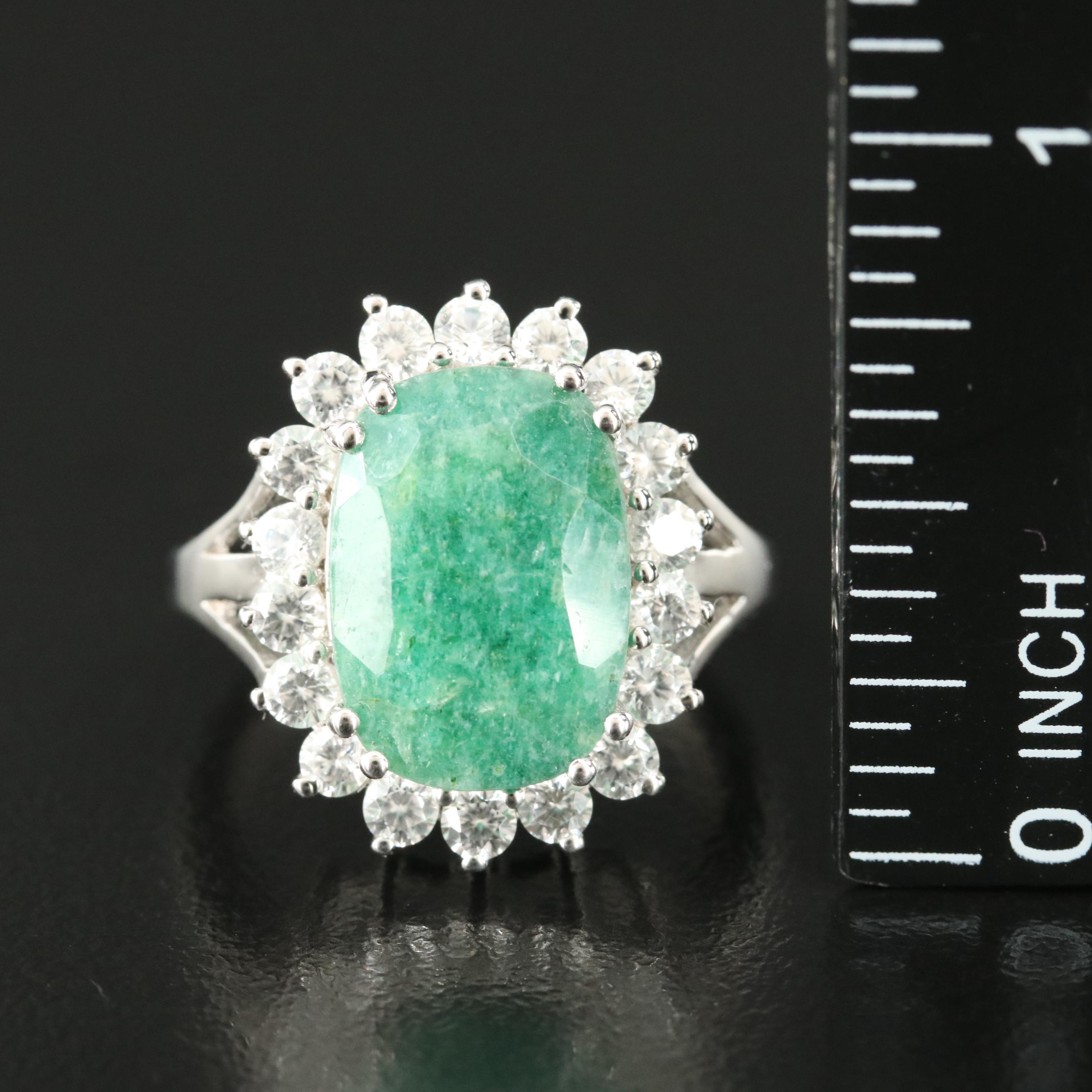 Sterling Emerald and Zircon Ring