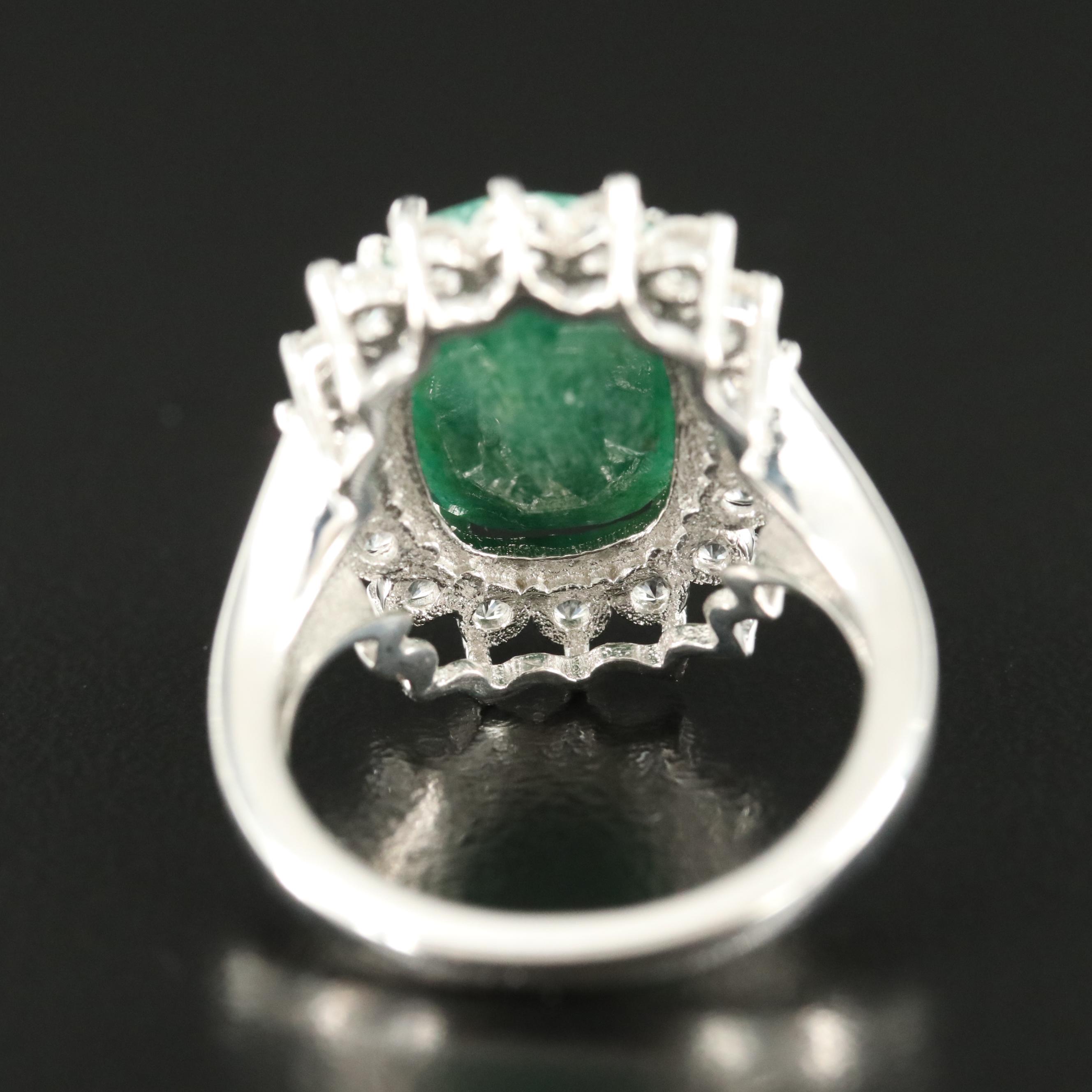 Sterling Emerald and Zircon Ring