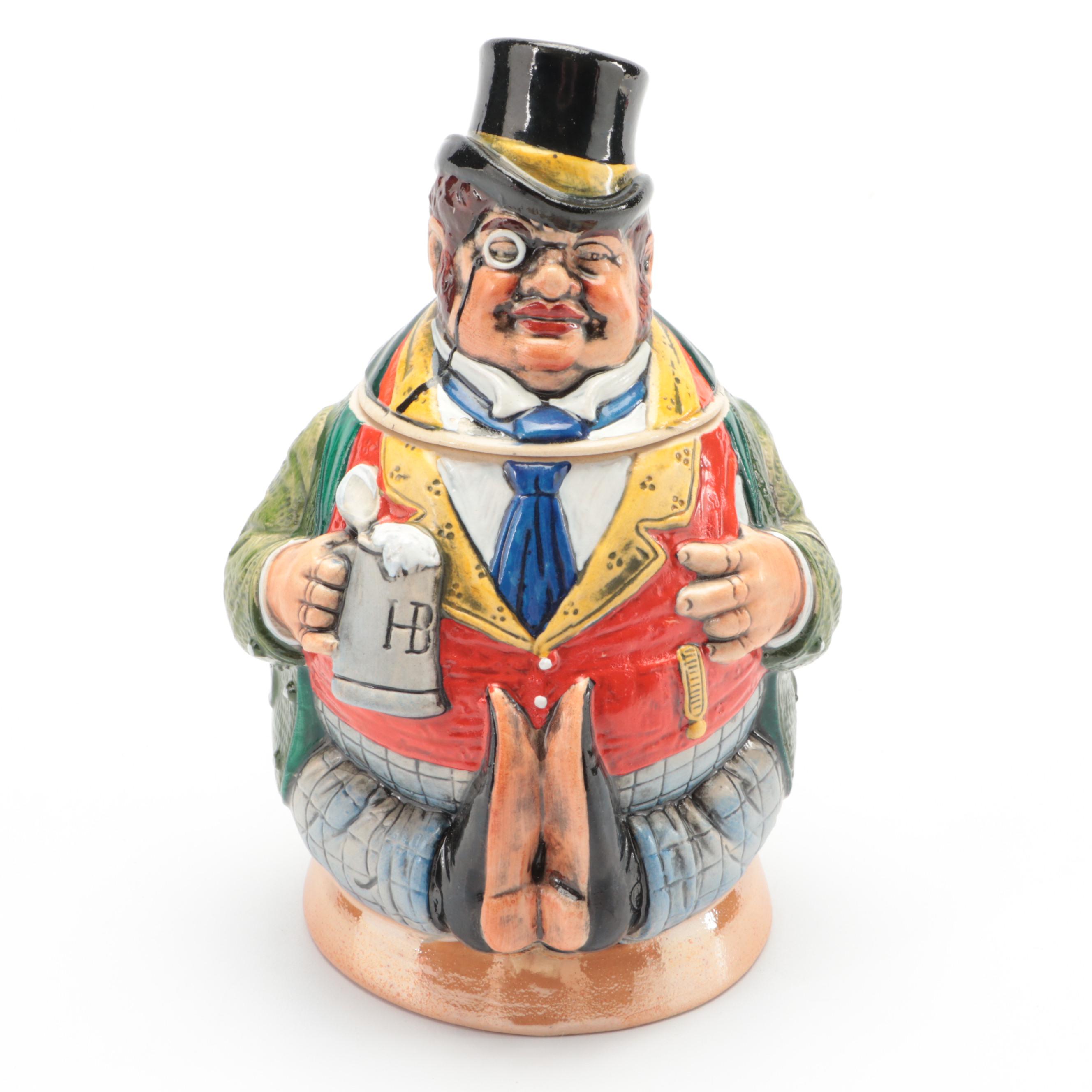 Thewalt German Stoneware Rich Man Character Beer Stein